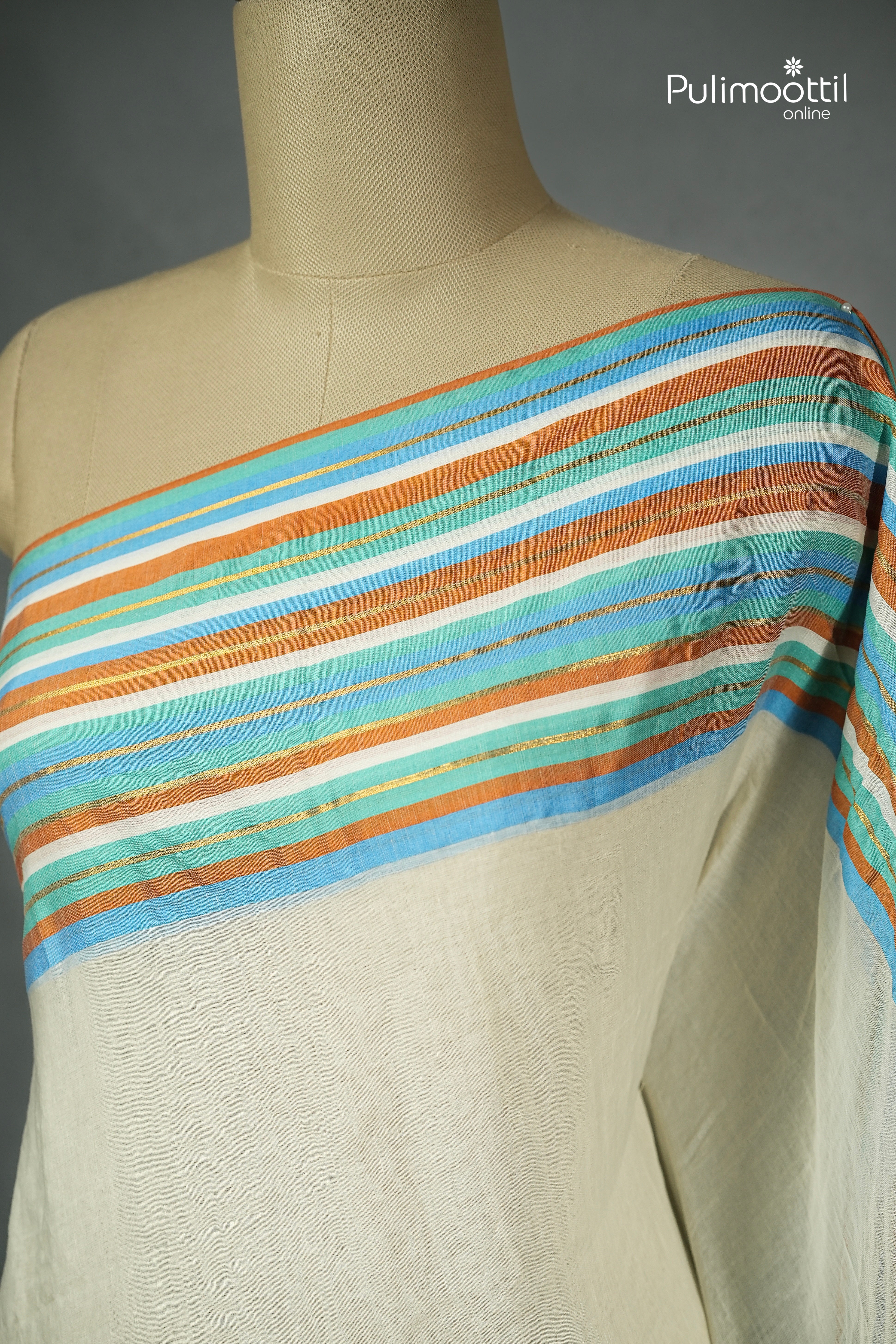 Offwhite colour Mul Cotton Saree