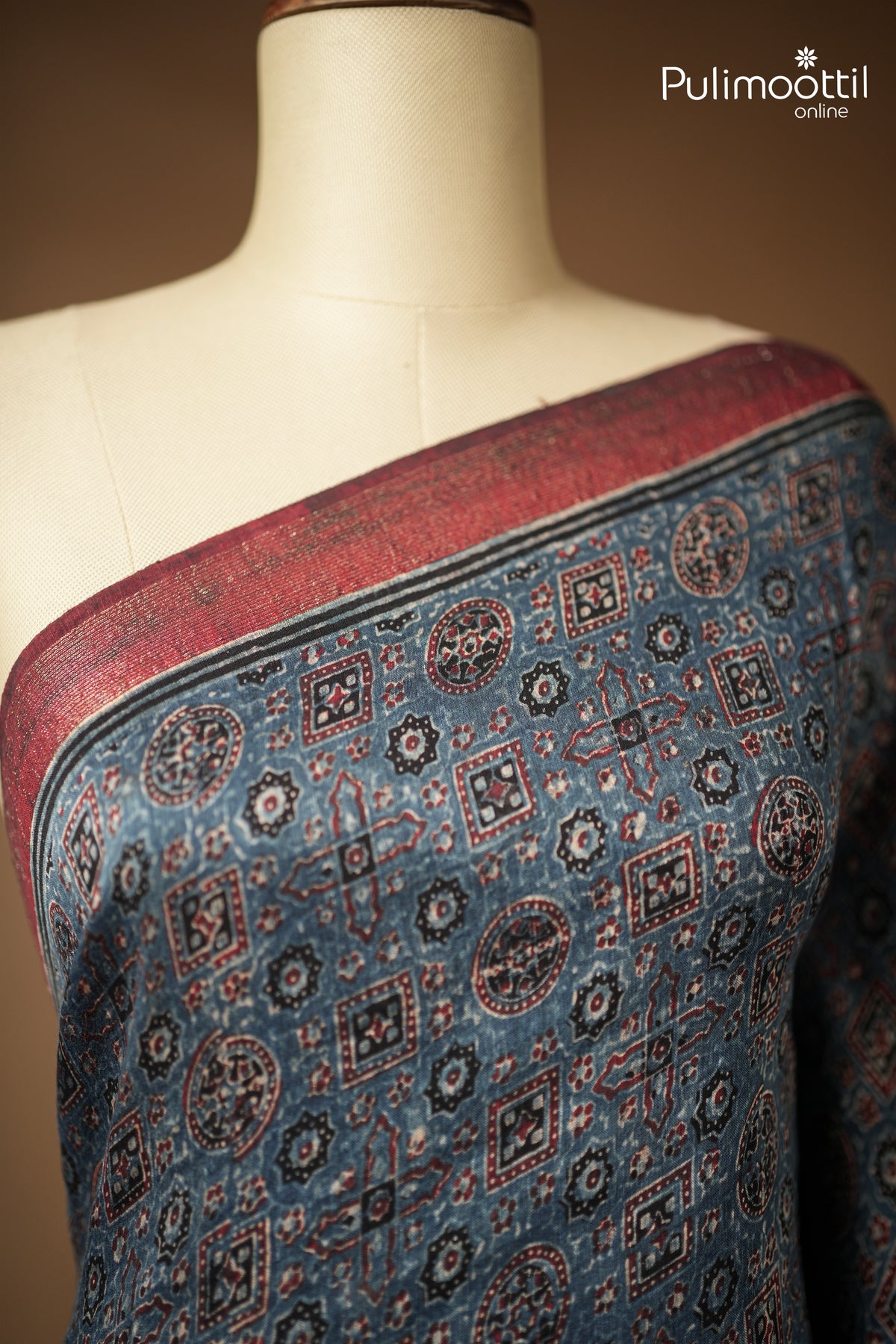 Indigo Blue Colour Pure Chanderi Silk Saree
