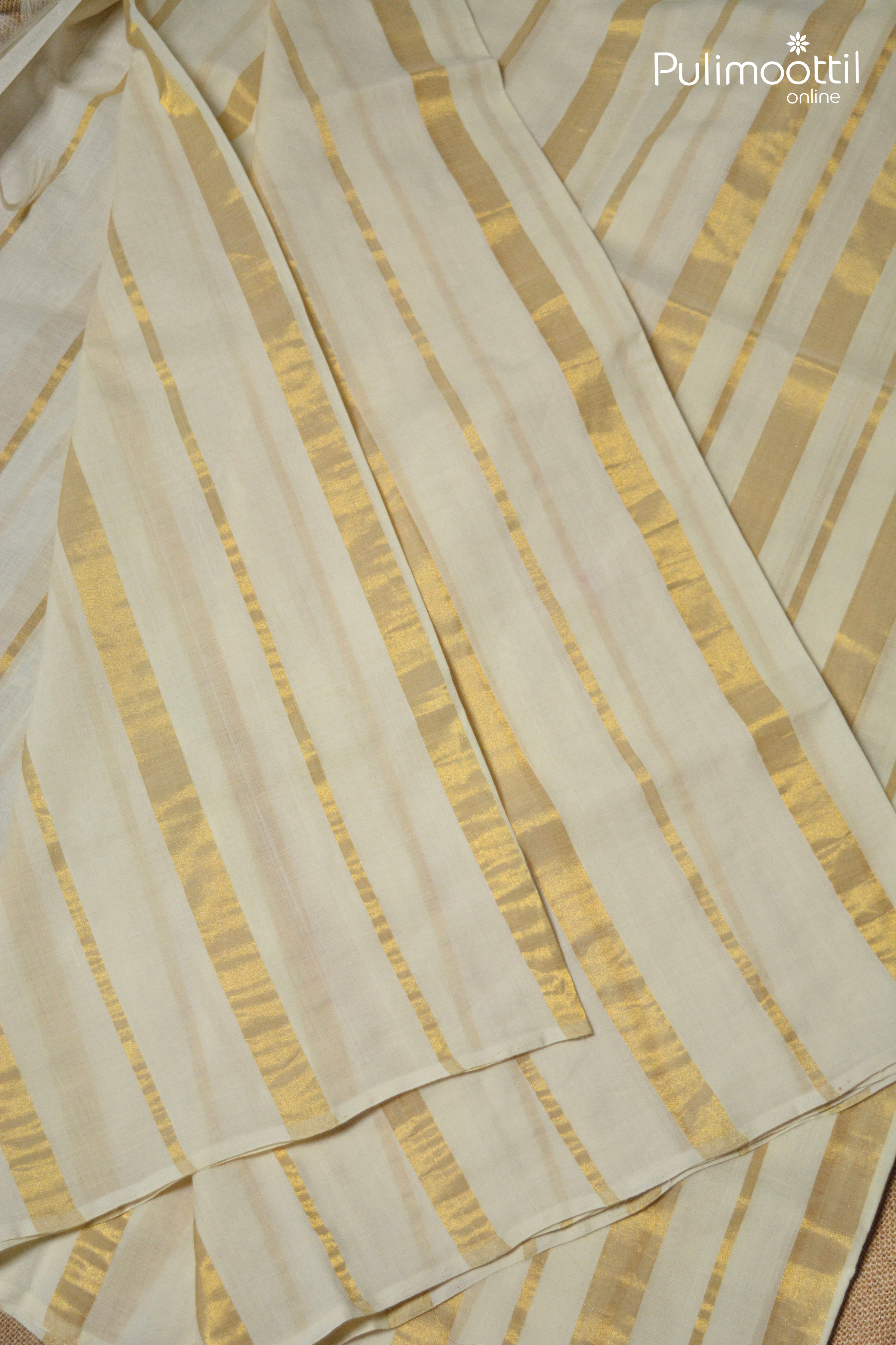 Cream colour Cotton Handloom Saree
