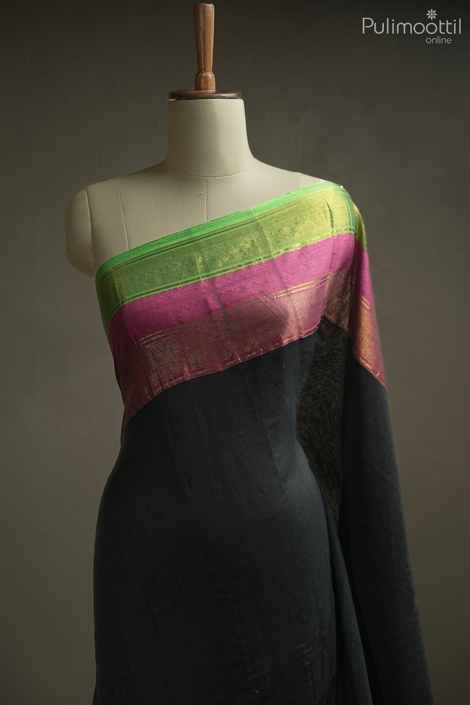 Black Colour Mul Cotton Saree