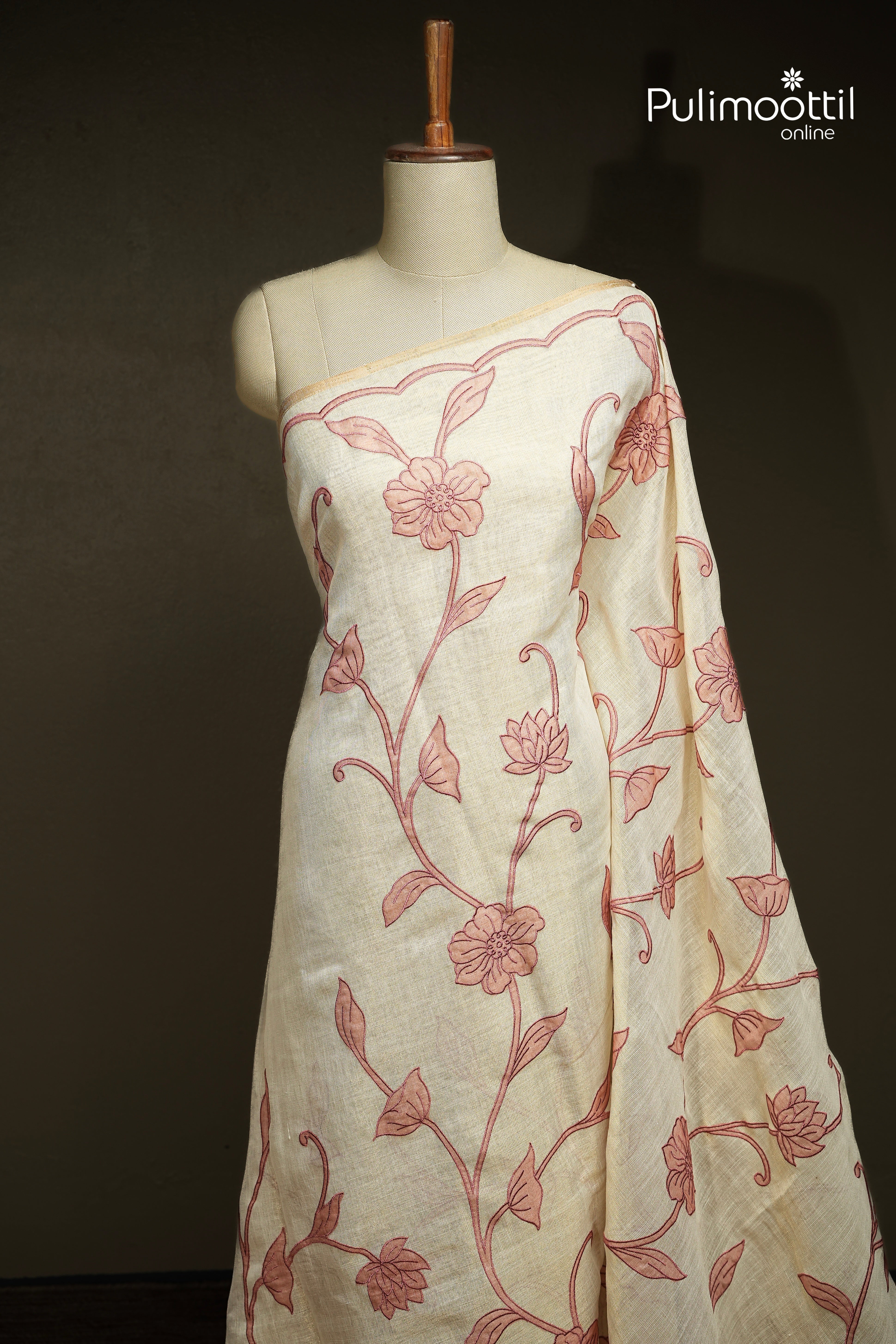 Golden Tissue Linen Saree