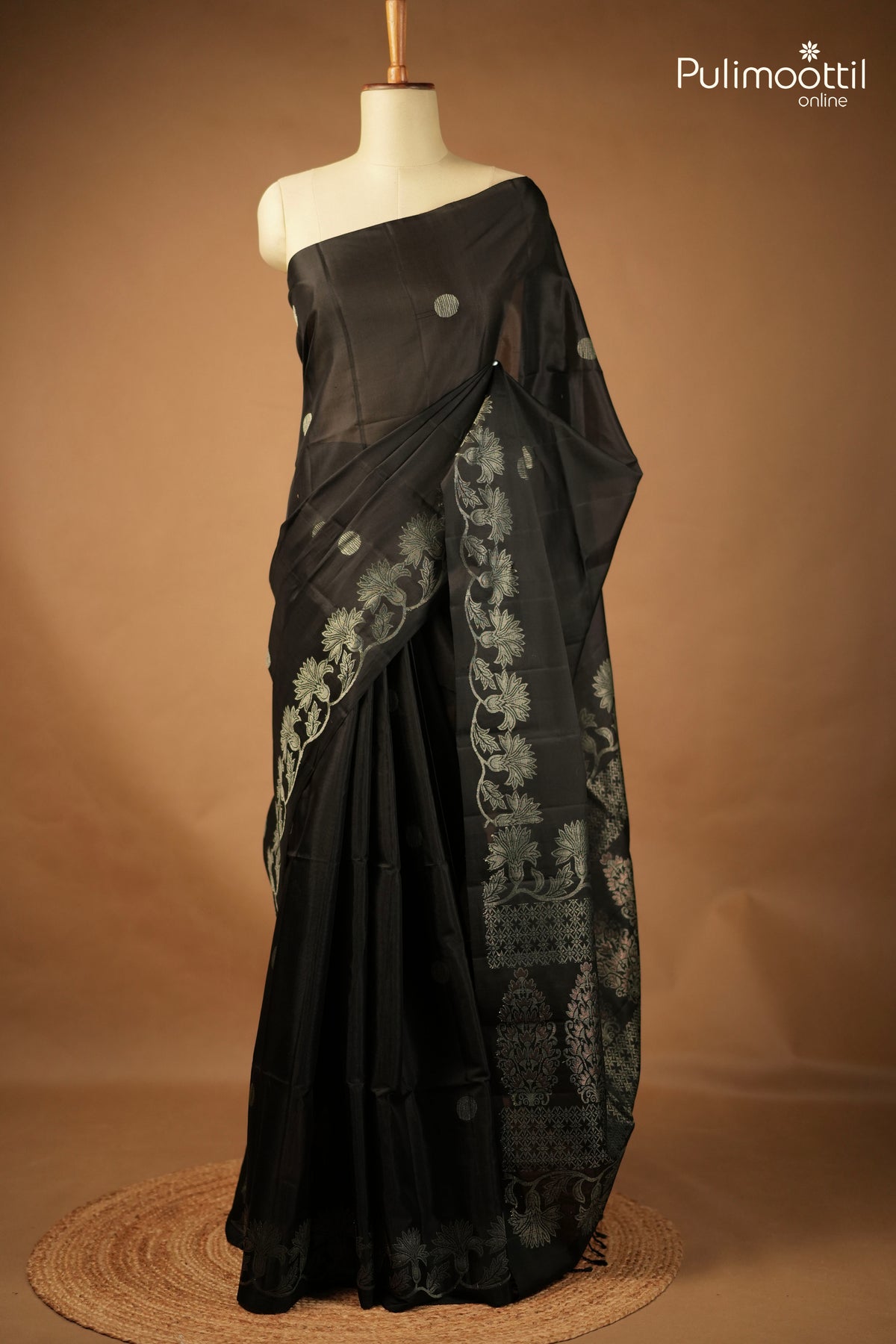 Black Color Kanchipuram Soft Silk Saree
