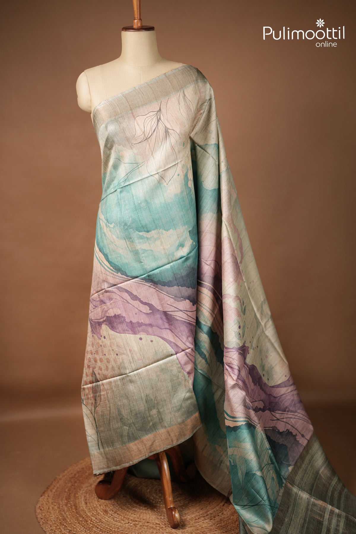 Multicolour Tussar & Jute Silk Saree