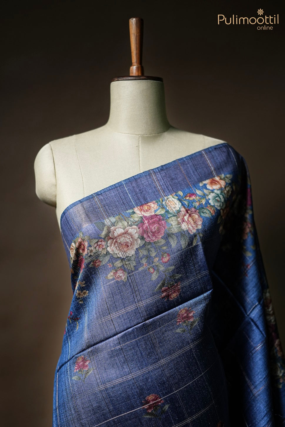Oxford Blue Colour Tussar Silk Saree