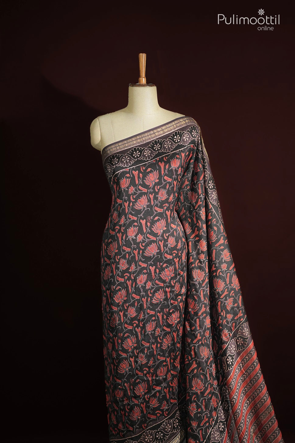 Black Colour Chanderi Silk Saree
