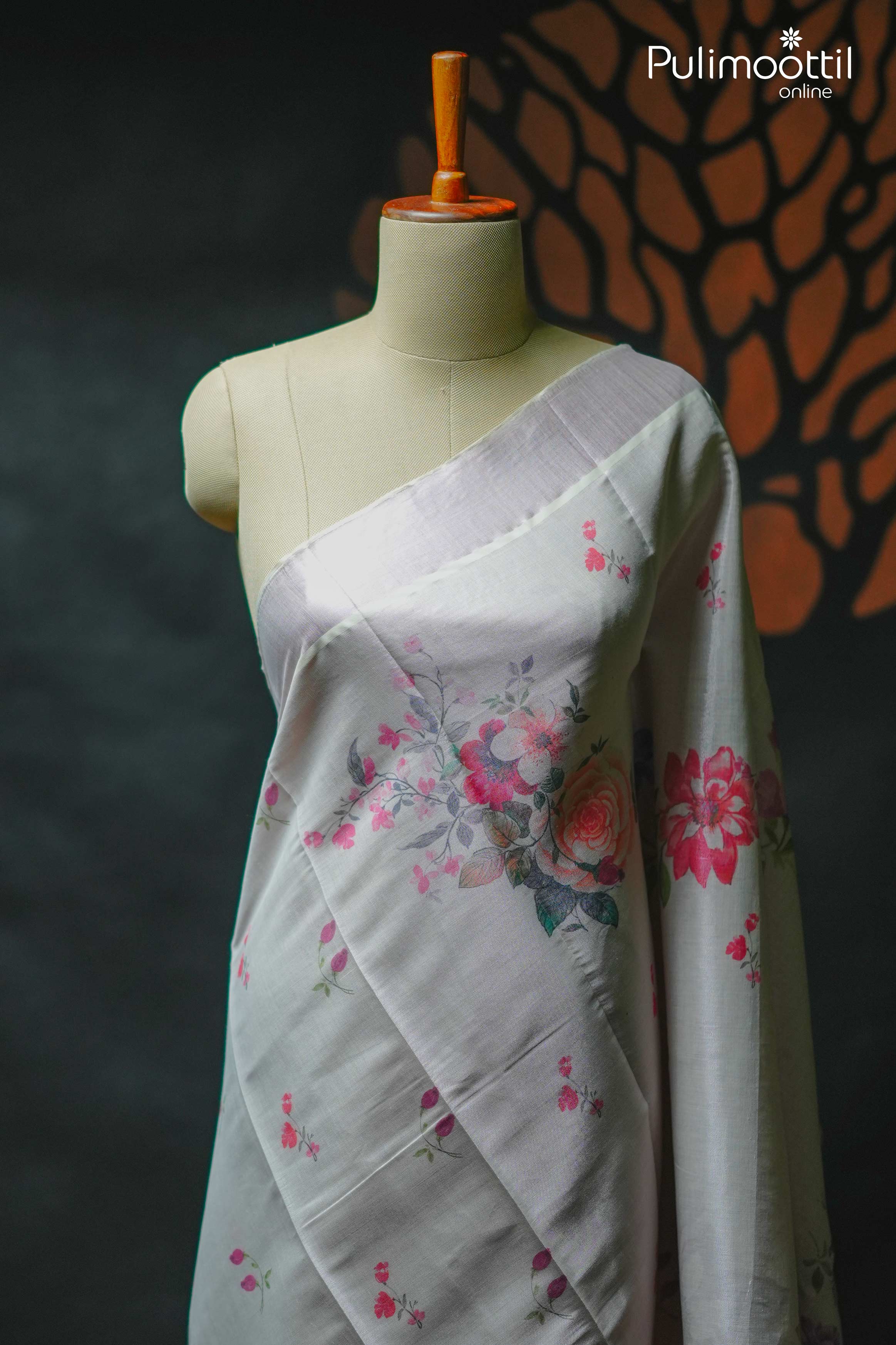 Rose Golden Tissue Kerala Set Saree.
