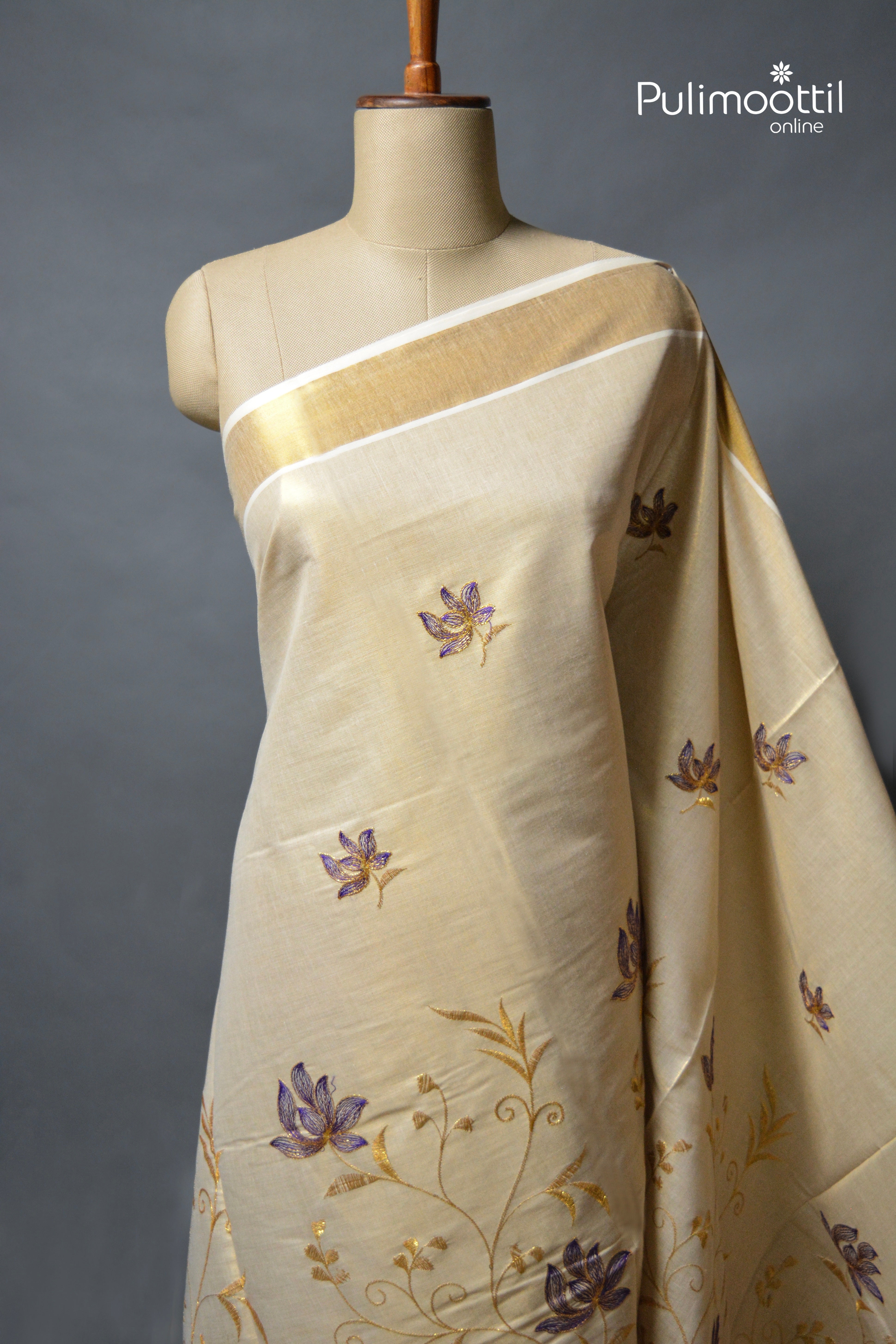 Kerala Traditional Golden Tissue Set Saree