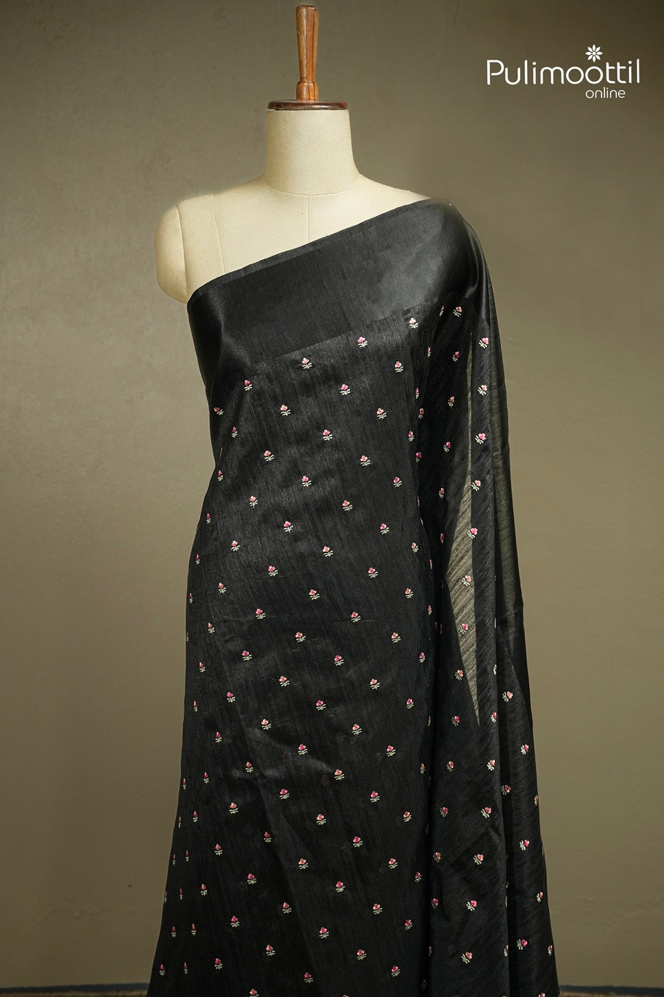 Black Colour Semi Jute Silk Saree