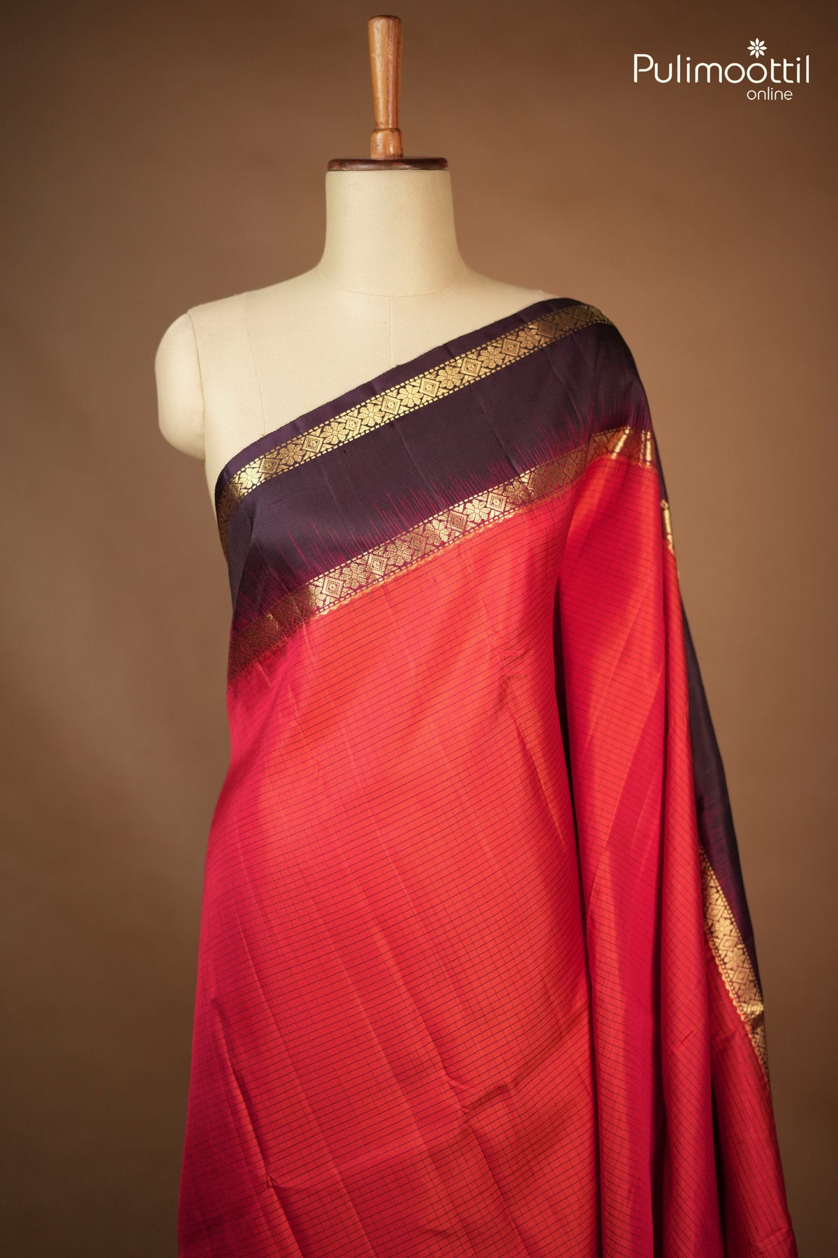 Brick Red Color Kanchipuram Saree