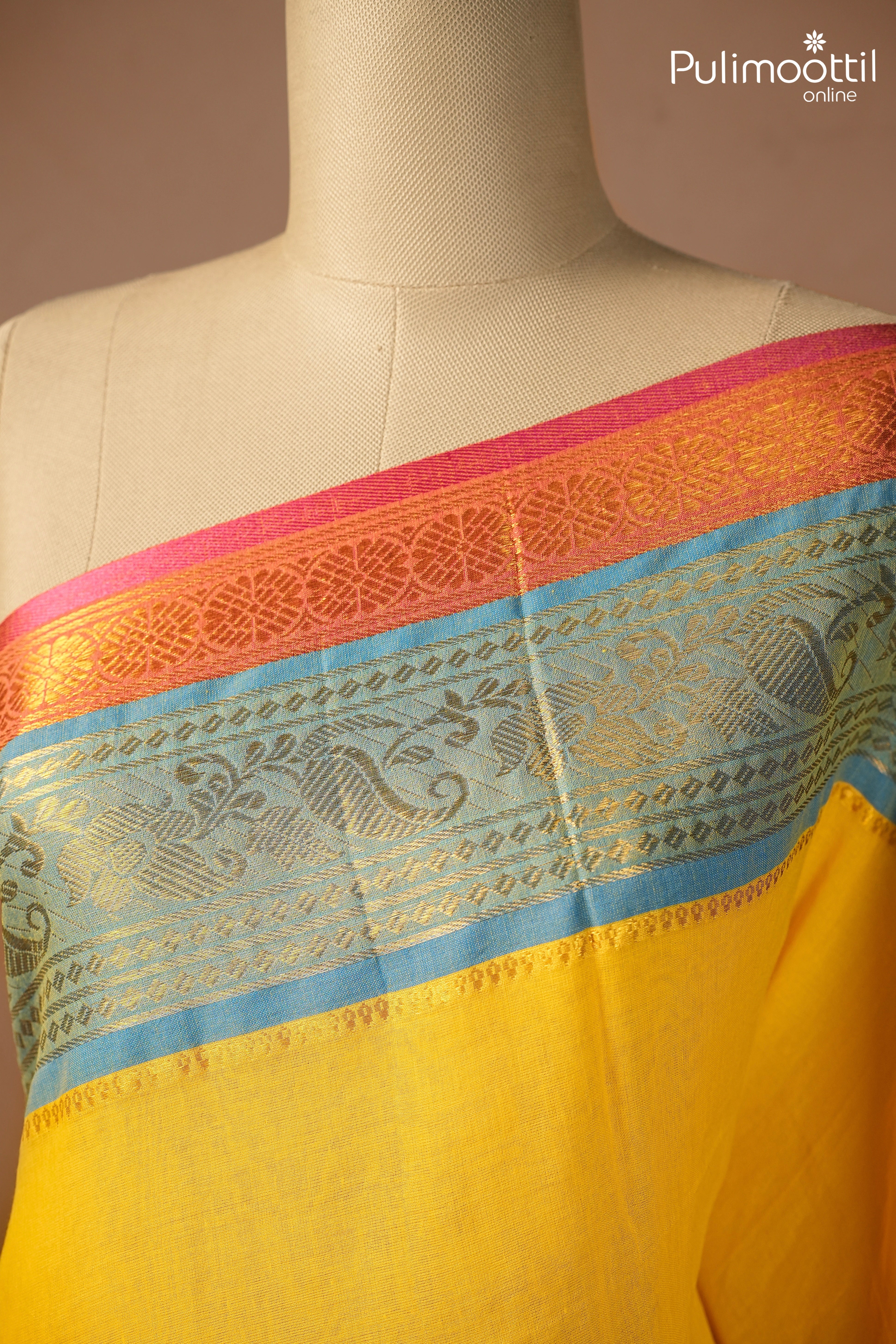 Yellow Colour Mul Cotton Saree
