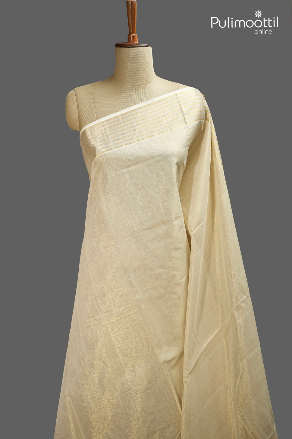 Kerala Traditional Golden Tissue Handloom Saree