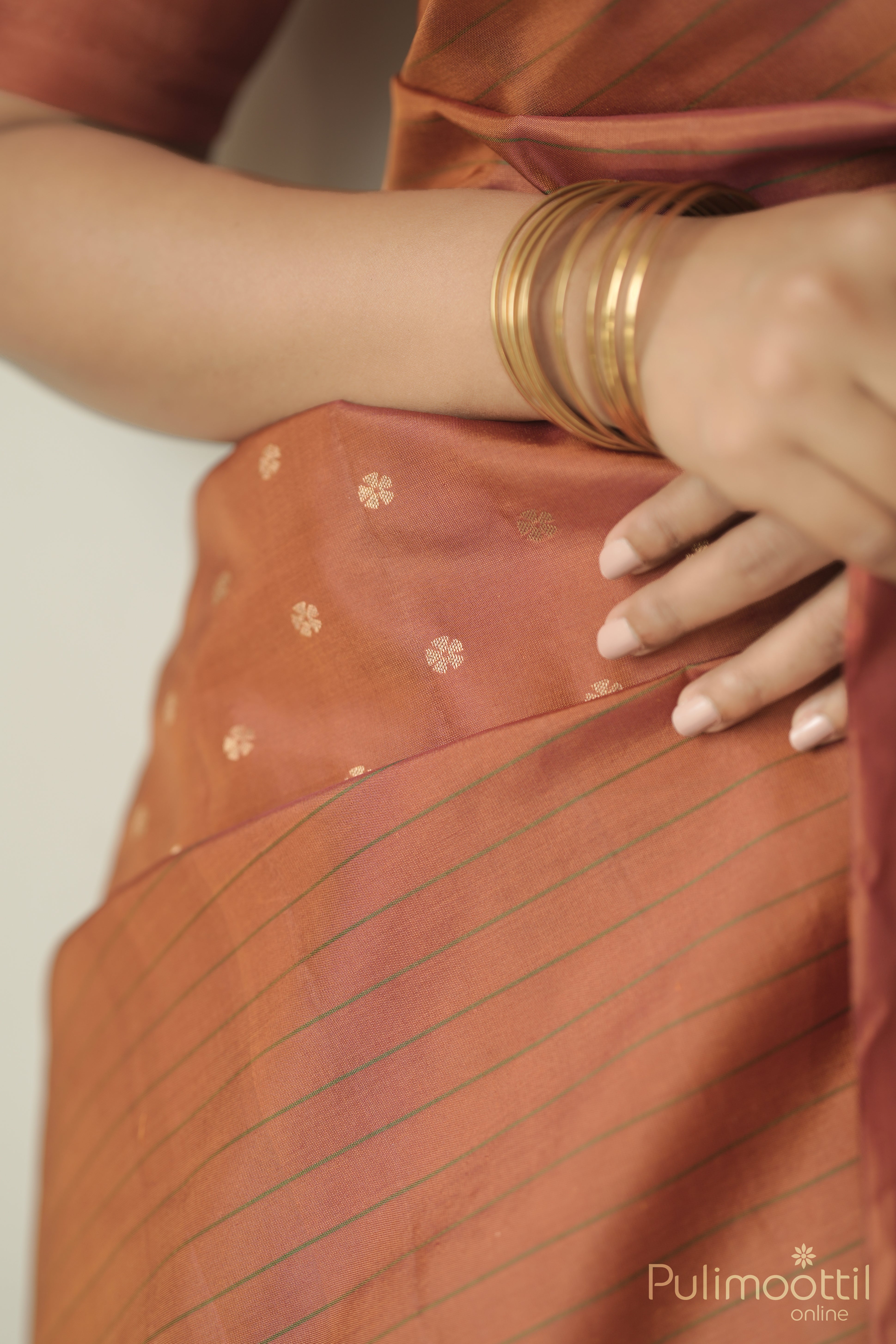Kanchipuram Brick Shade Saree.