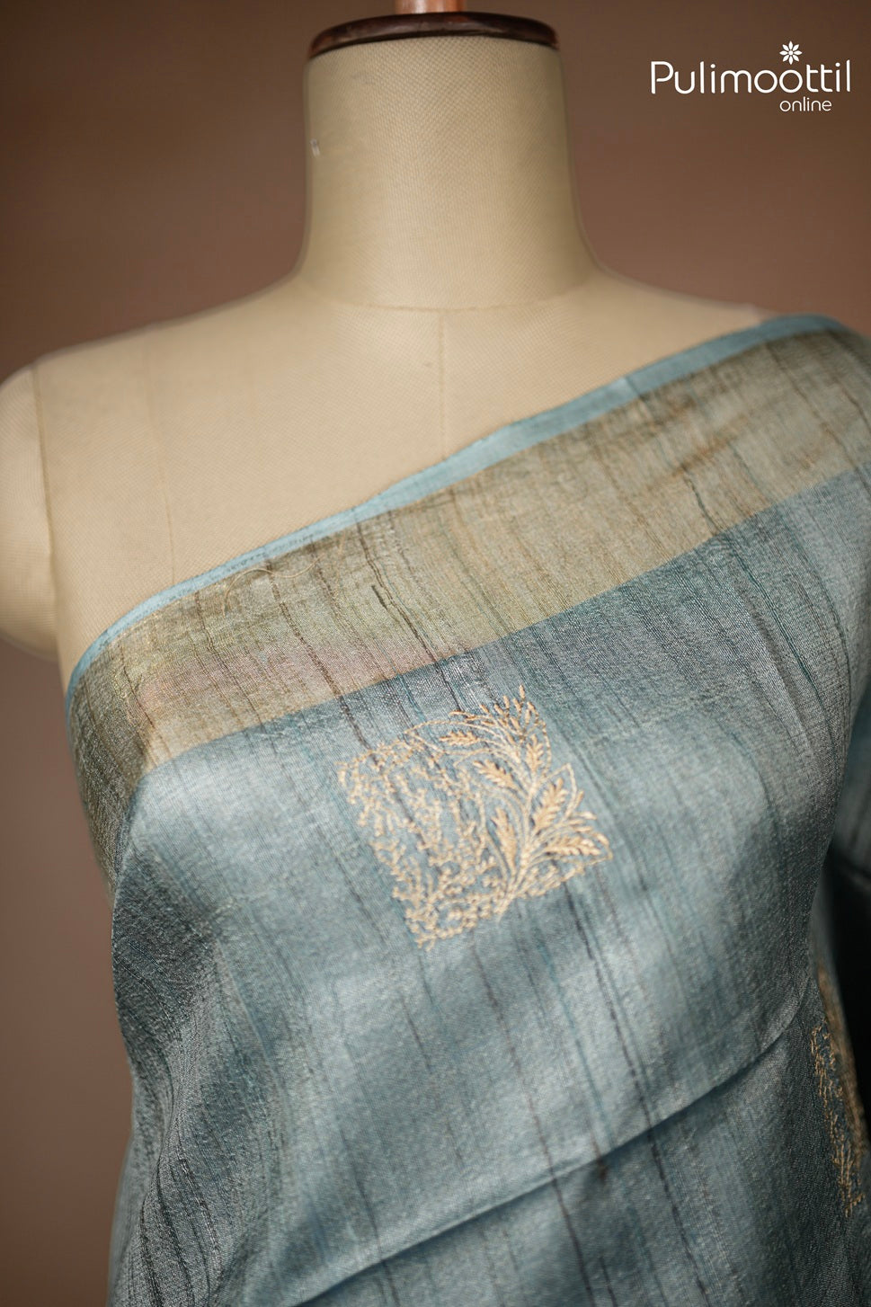 Powder Blue Colour Jute Silk Saree