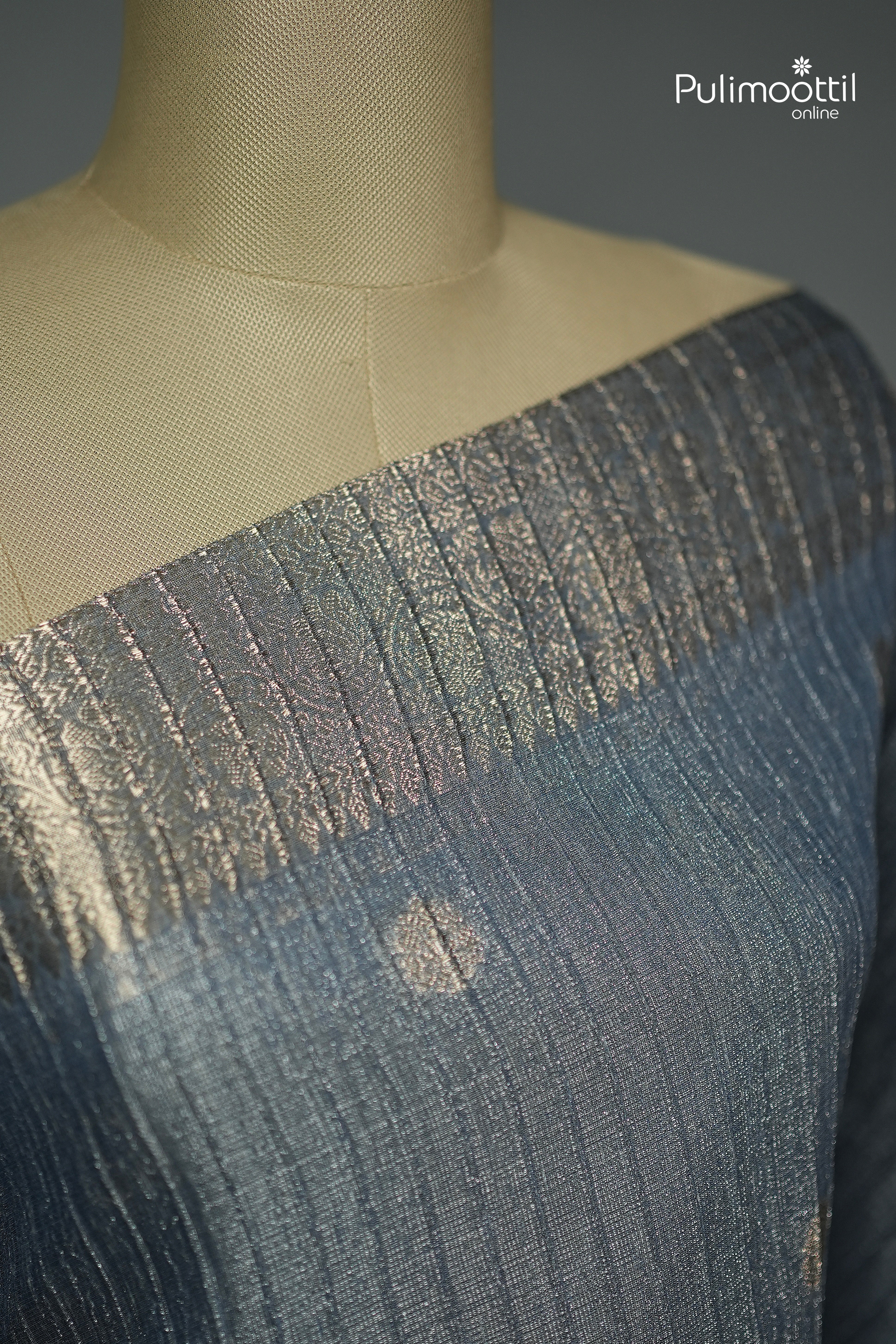 Steel Blue Colour Semi Tissue Saree