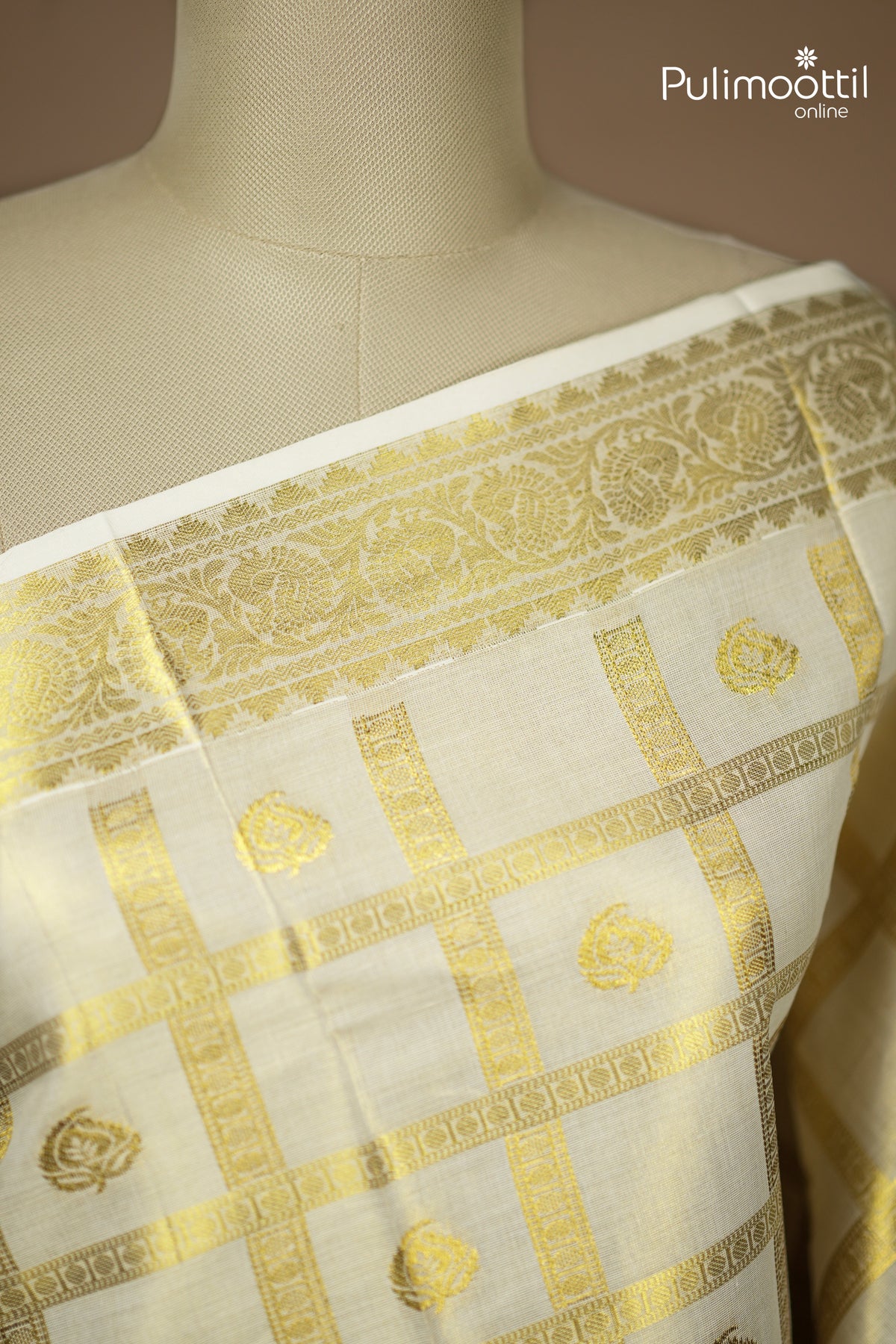 Kerala Traditional Golden Tissue Set Saree