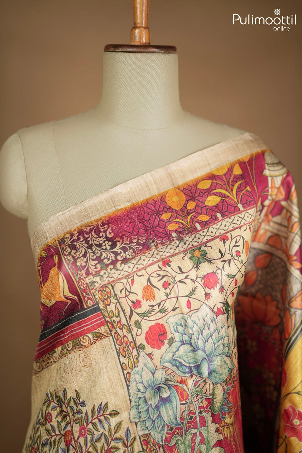 Multicolor Tussar Silk Saree
