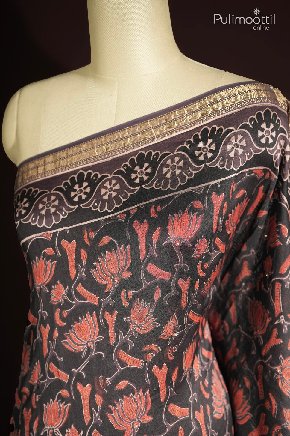 Black Colour Chanderi Silk Saree