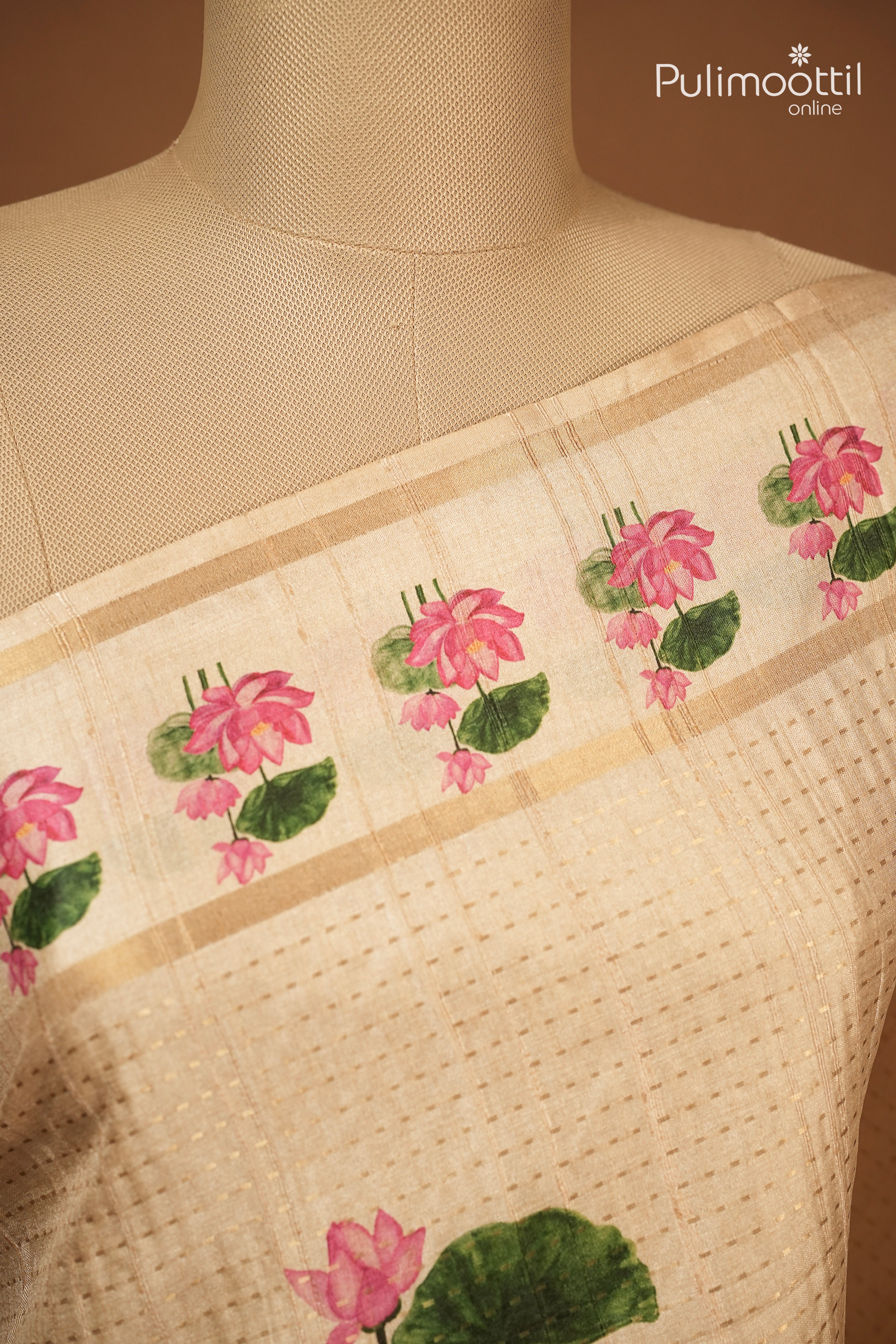Ivory Colour Semi Jute Traditional Saree