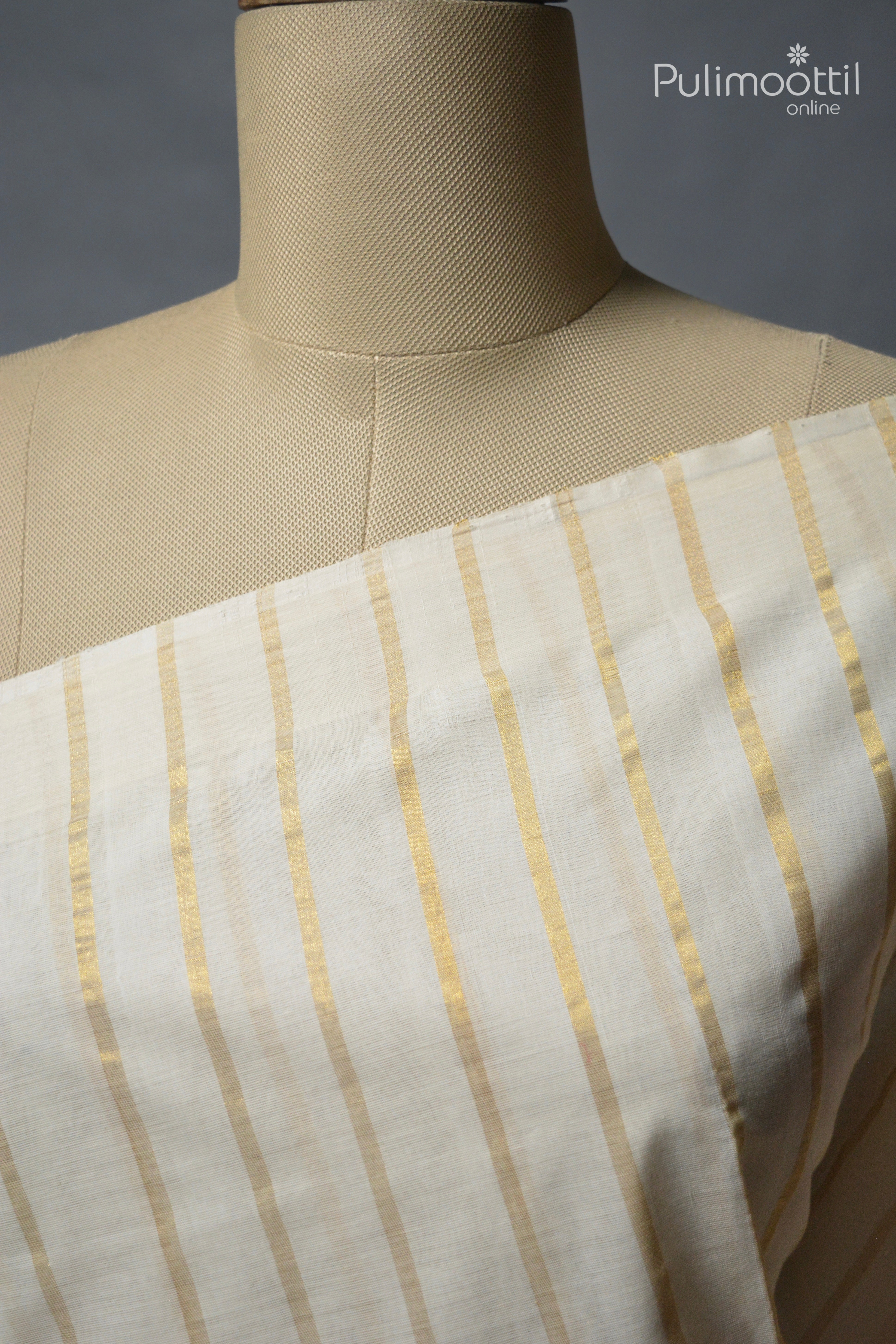 Cream colour Cotton Handloom Saree