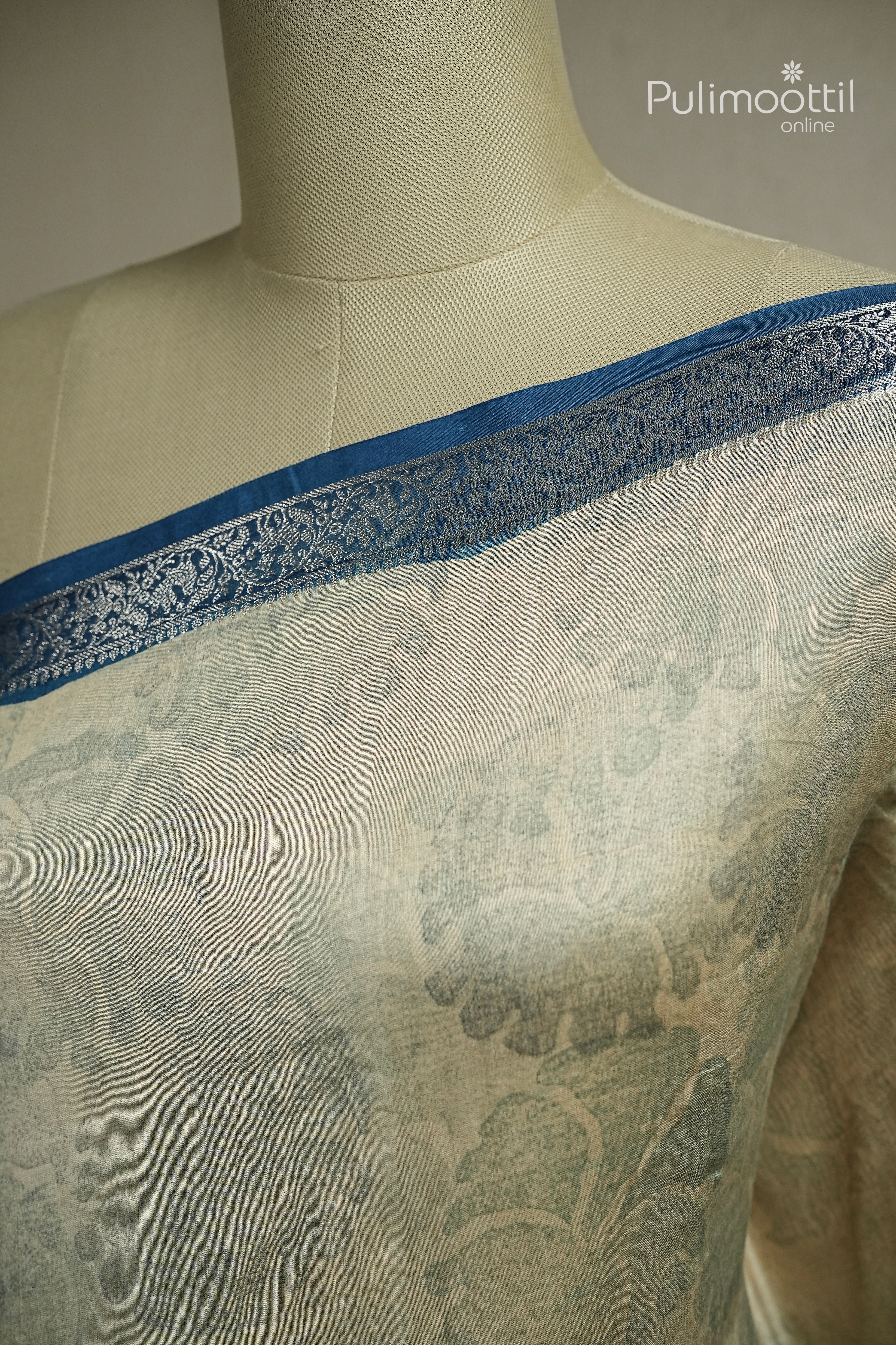 Ivory Colour Chanderi Silk Saree
