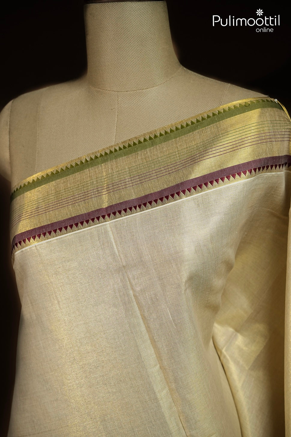 Kerala Traditional Golden Tissue Set Saree