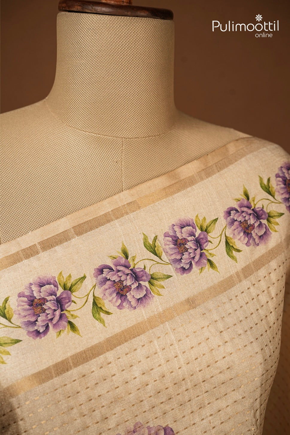 Ivory Colour Semi Jute Traditional Saree