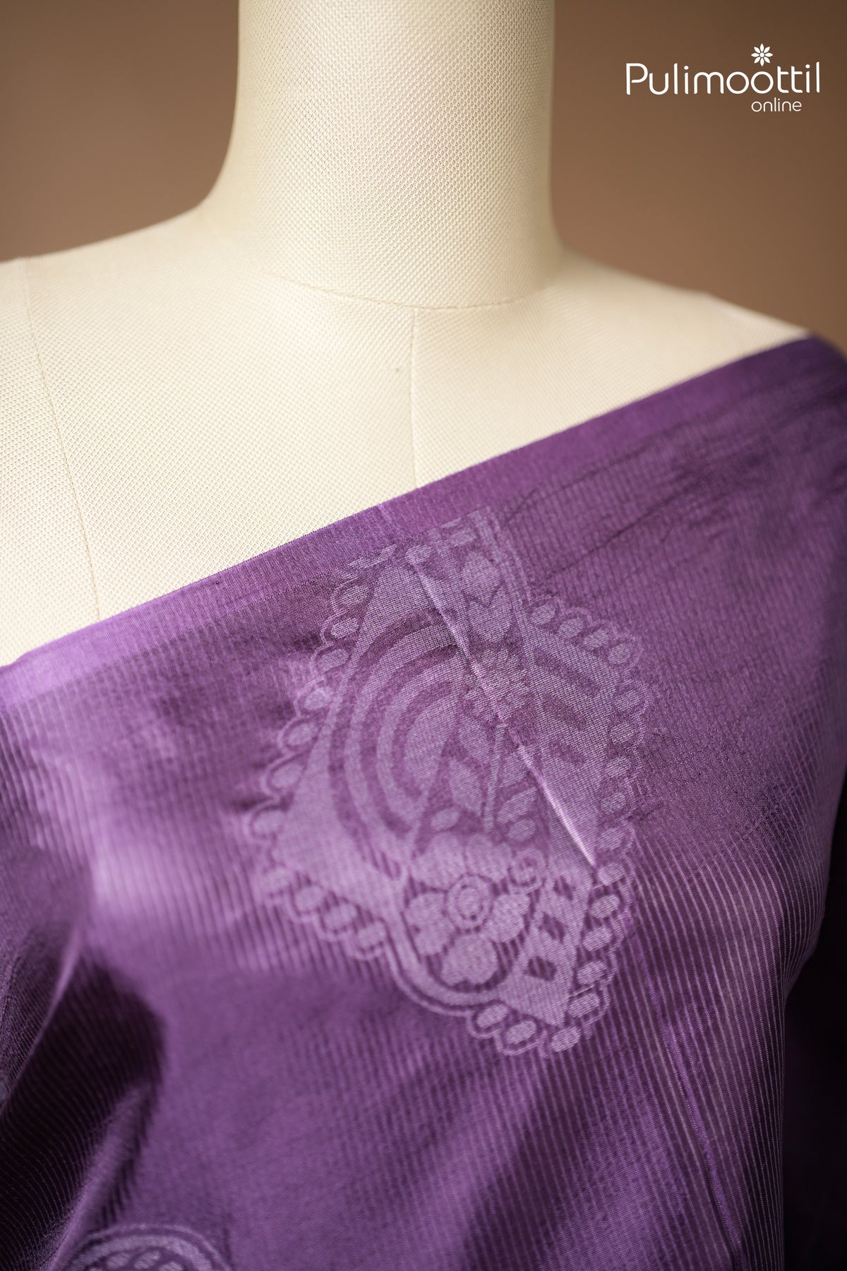 Dark Violet Colour Tussar Silk Saree