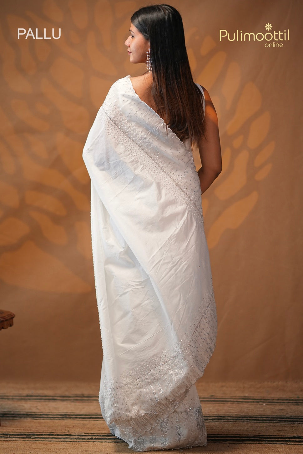 White Colour Mal Chanderi Saree