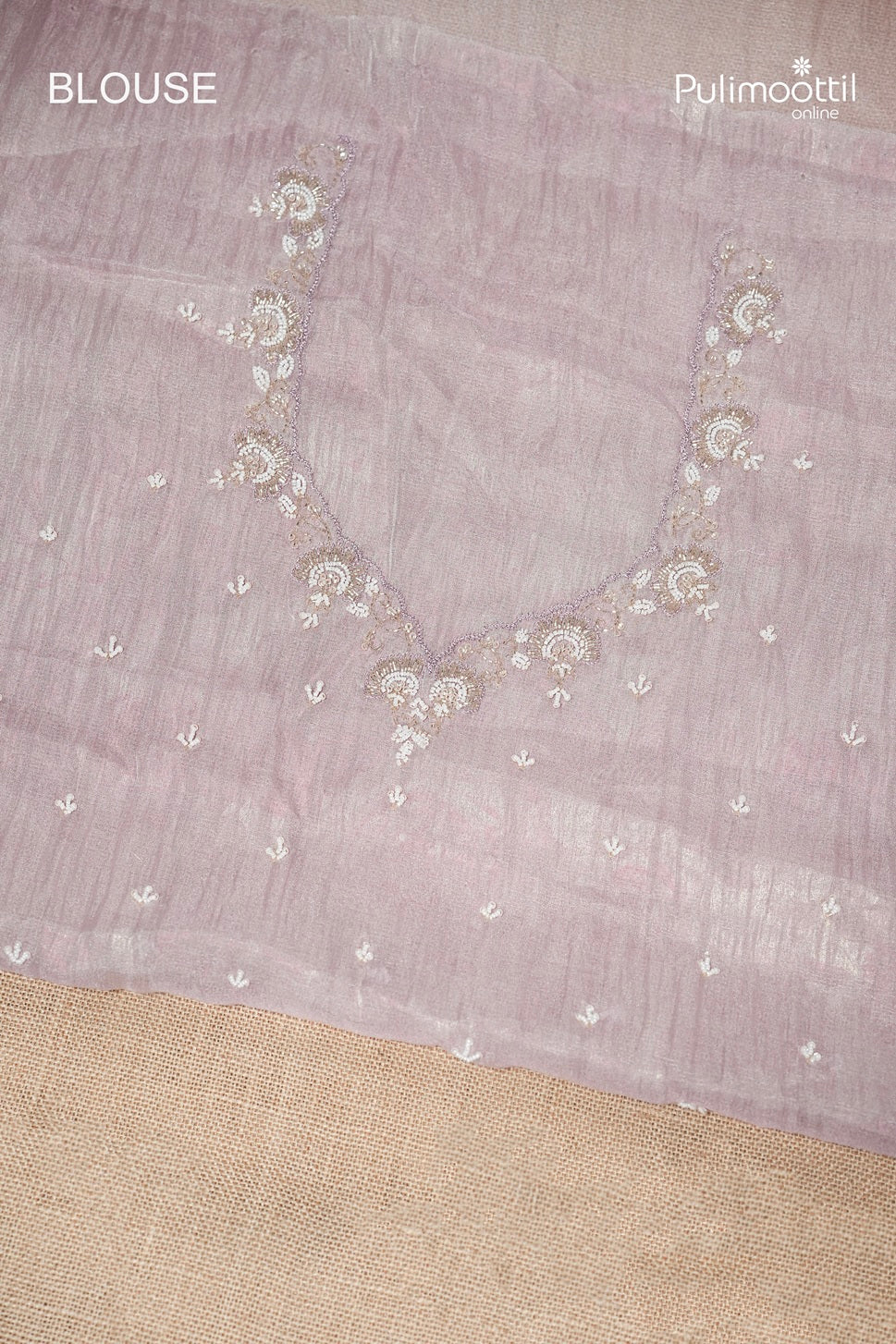 Pastel Lavender Colour Shimmer Crushed Organza Fancy Saree
