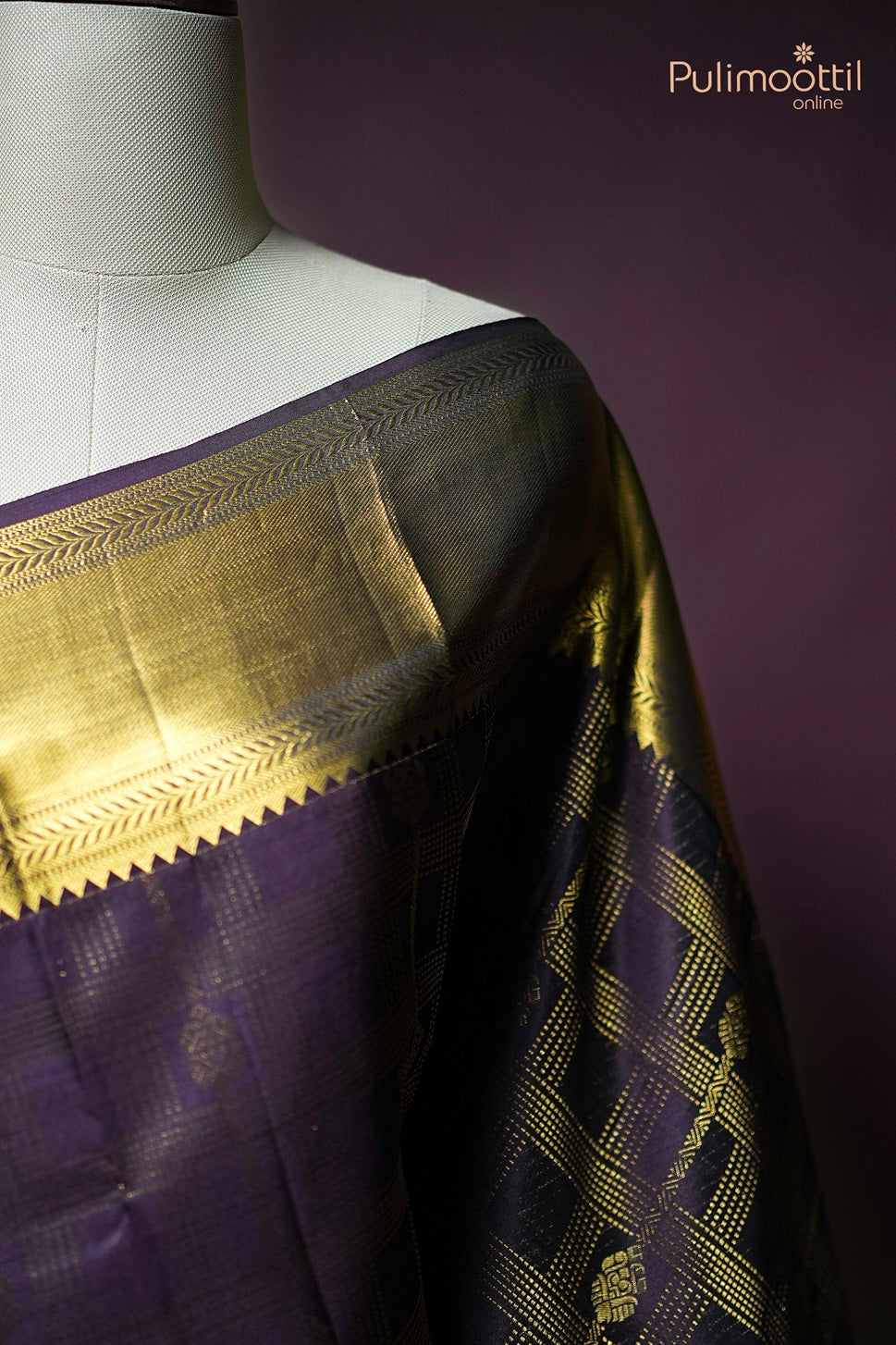 Dark Purple Colour Kanchipuram Designer Saree