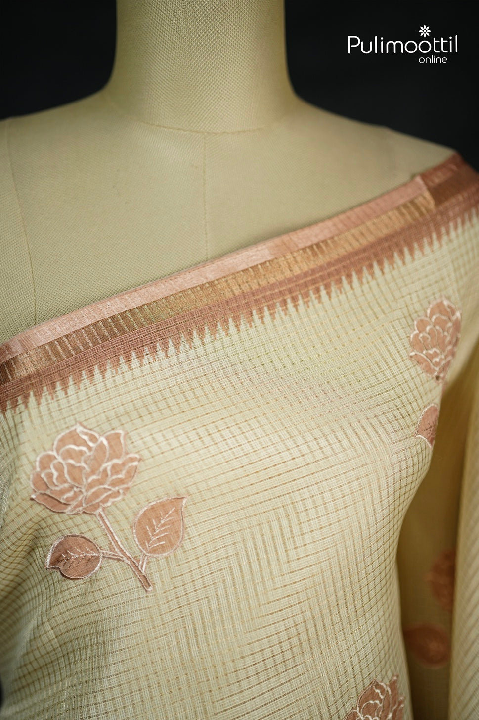 Ivory Colour Net Cotta Saree