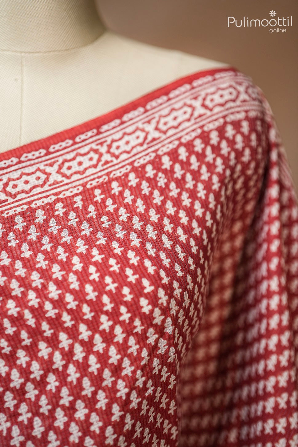Brick Red Colour Doria Kota Saree.