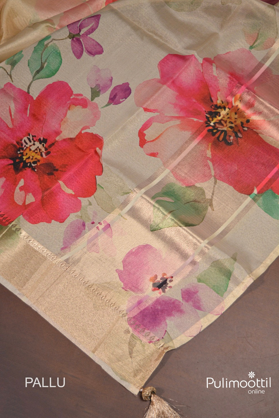 Light Golden Tissue Organza Traditional Saree