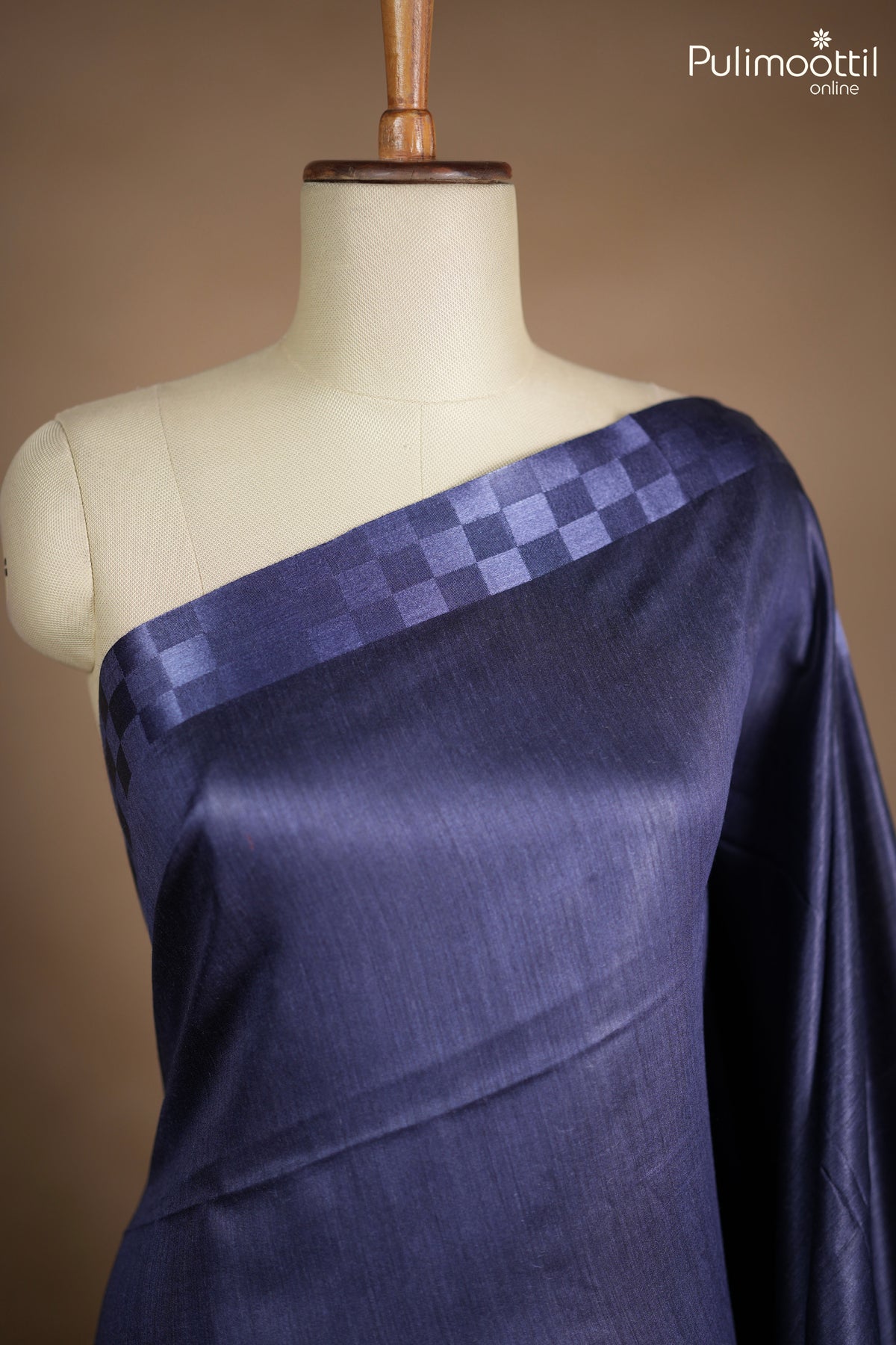 Dark Blue Colour Tussar Silk Saree