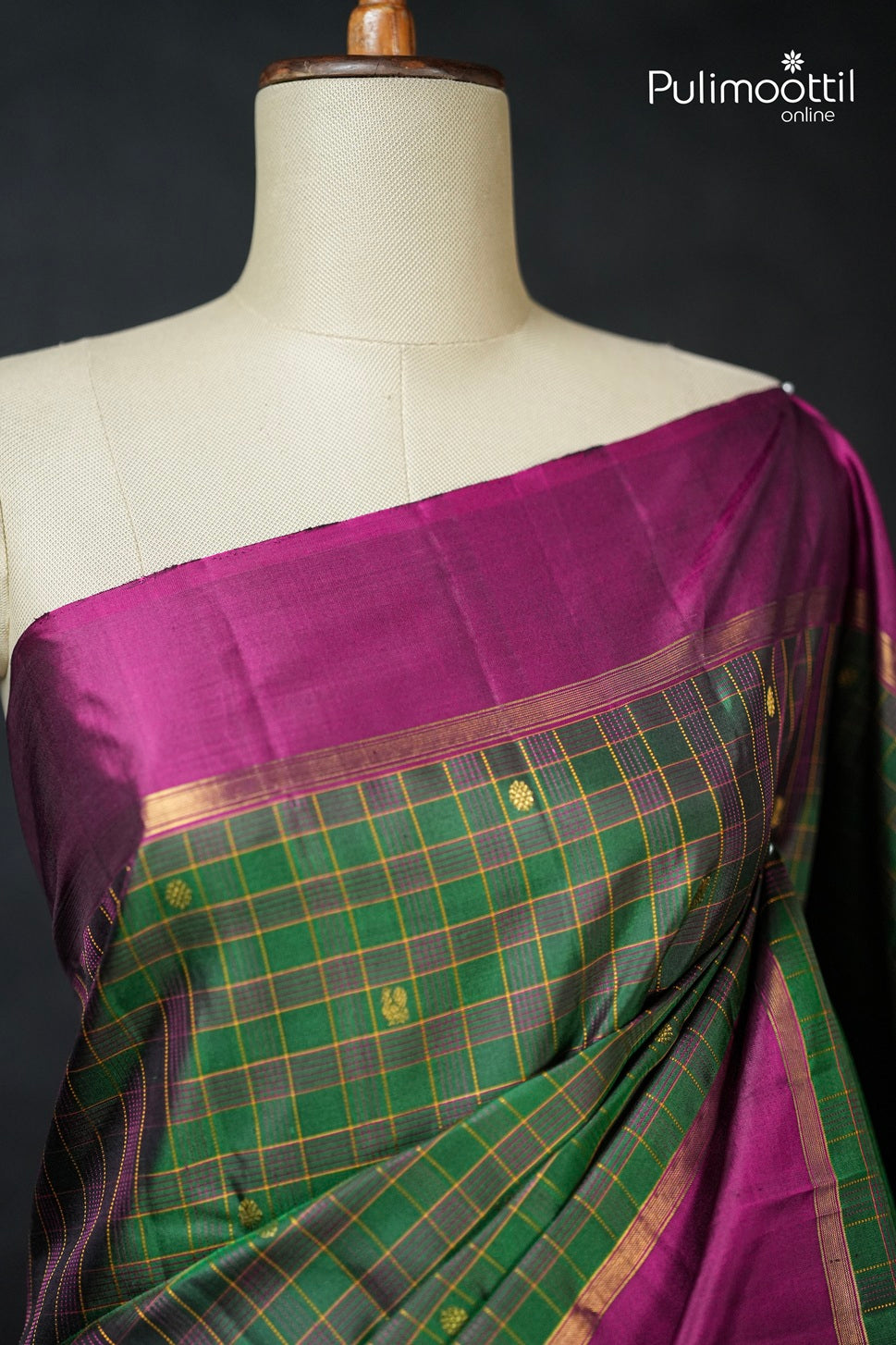 Bottle Green Colour Kanchipuram Designer Saree