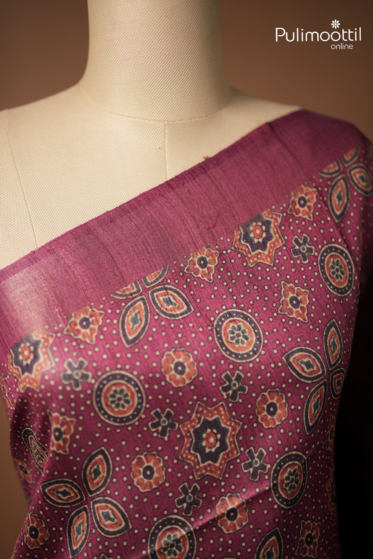 Dark Pink colour Jute Silk Saree