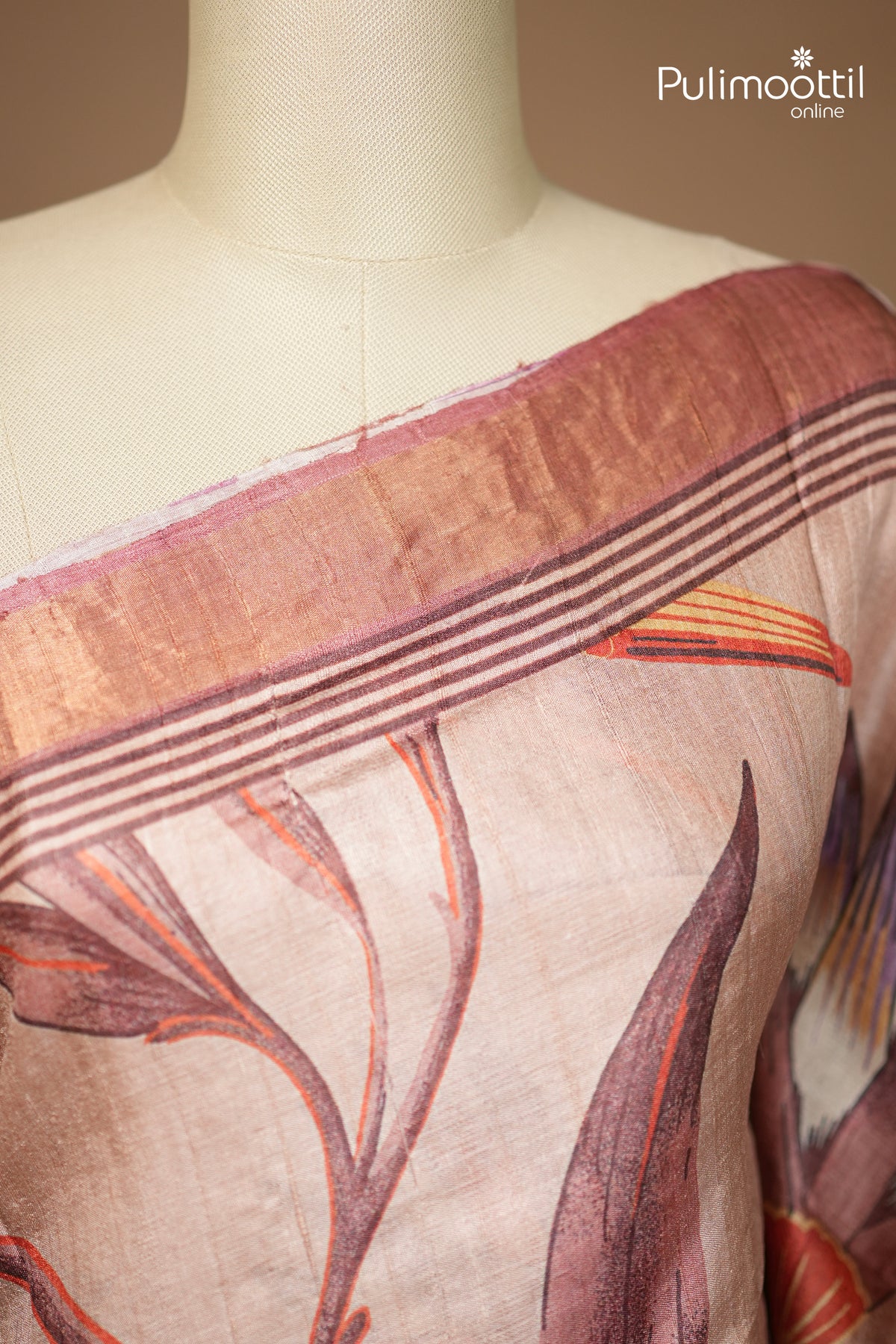 Dark Chikoo Colour Tussar And Jute Silk Saree