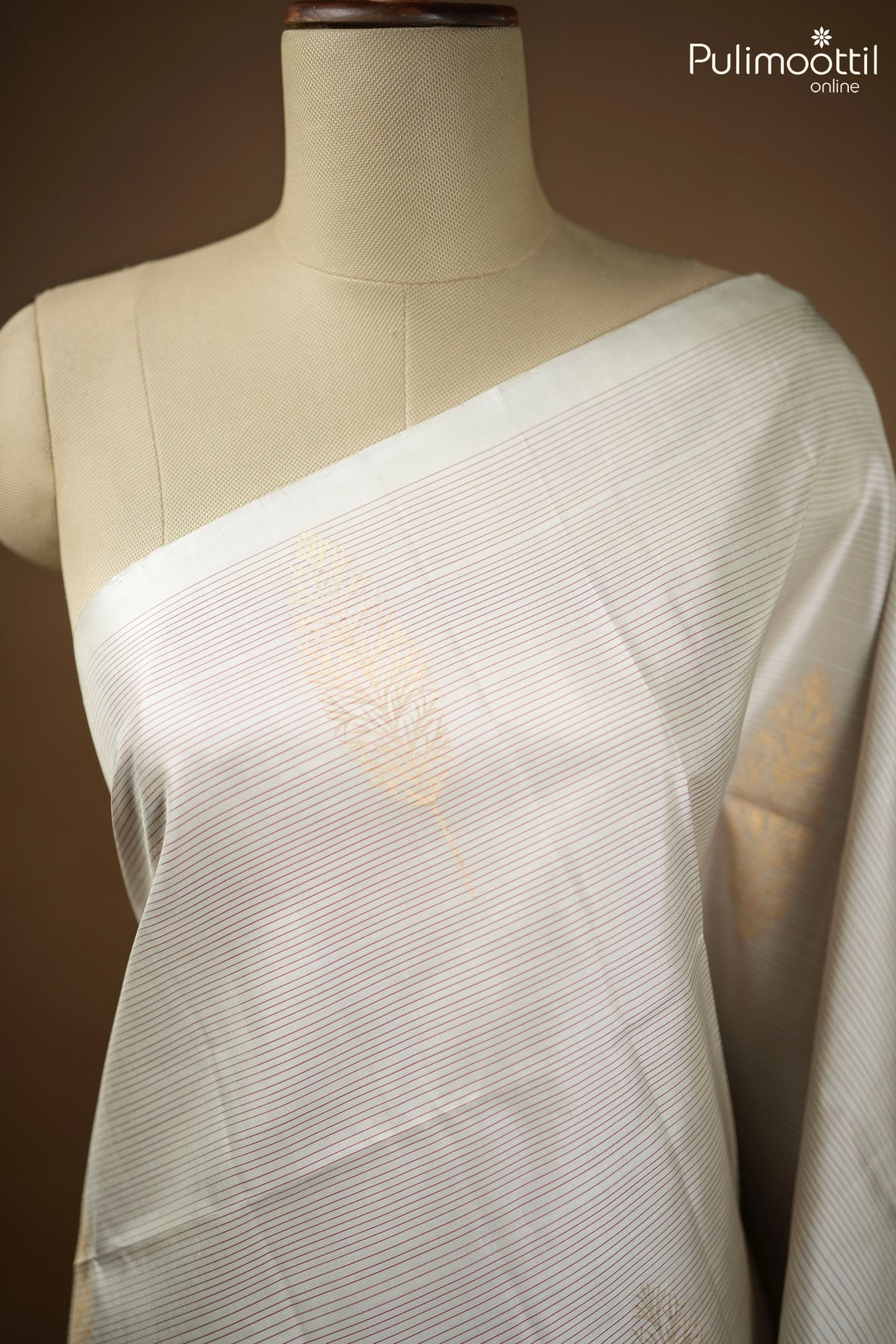 Pearl Grey Colour Kanchipuram Designer Saree.