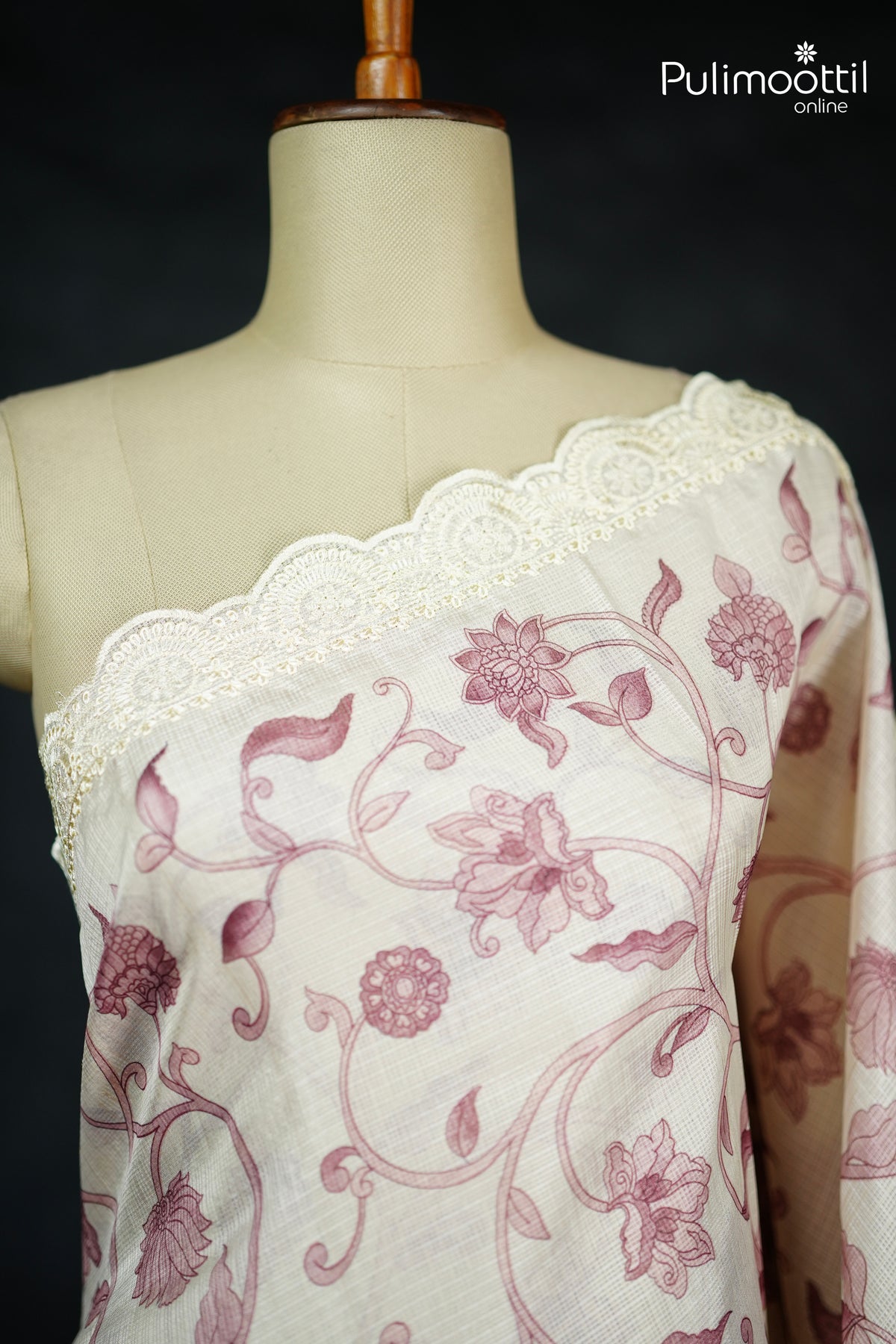 Ivory Colour Net Cotta Saree