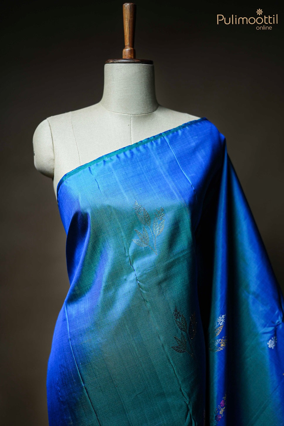 Peacock Blue Colour Kanchipuram Designer Saree