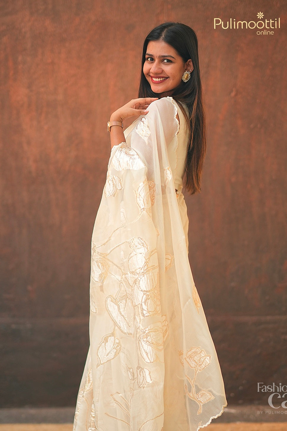 Offwhite Colour Turkish Organza Saree