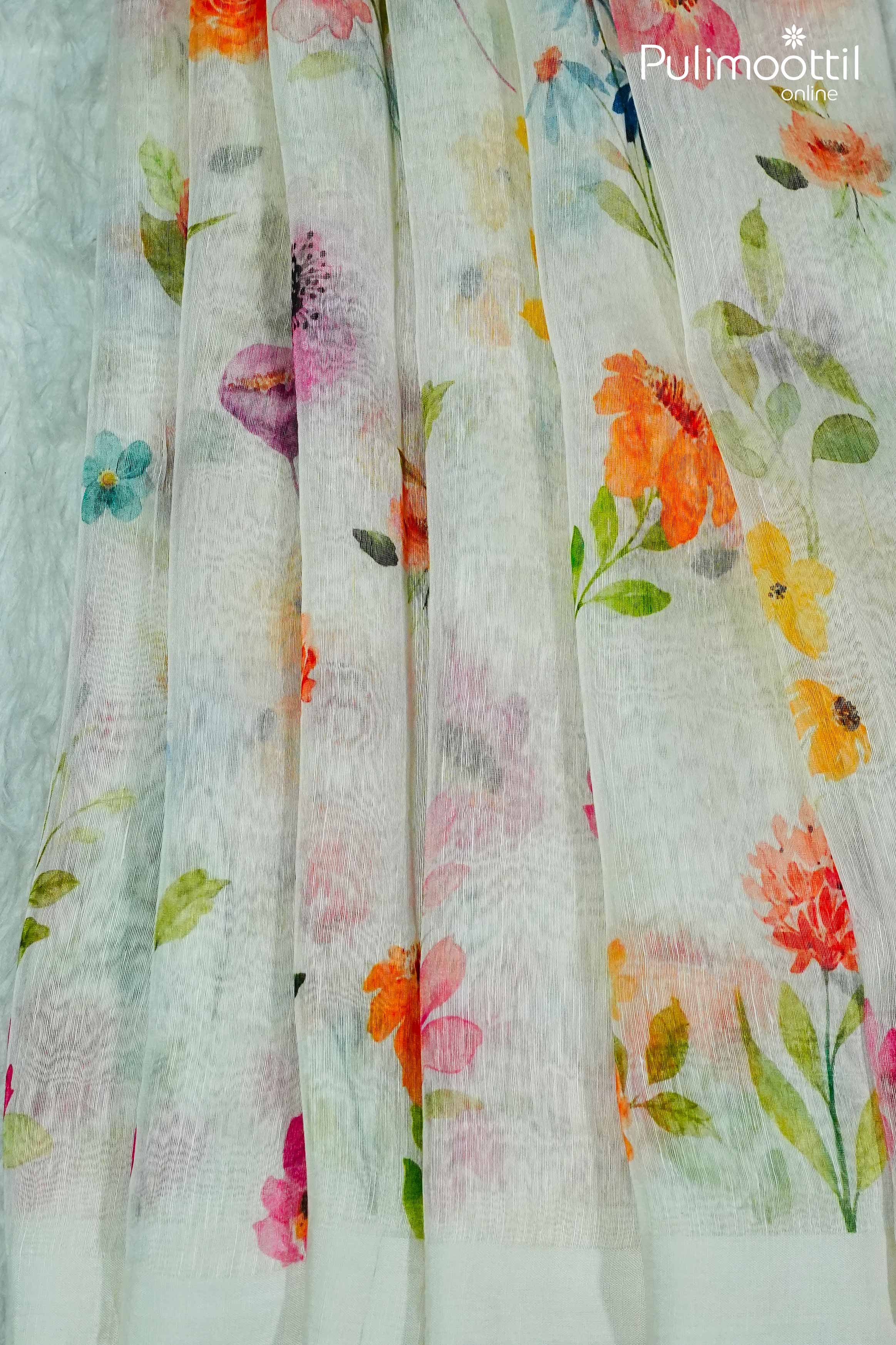 Off White Colour Linen Silk Saree.
