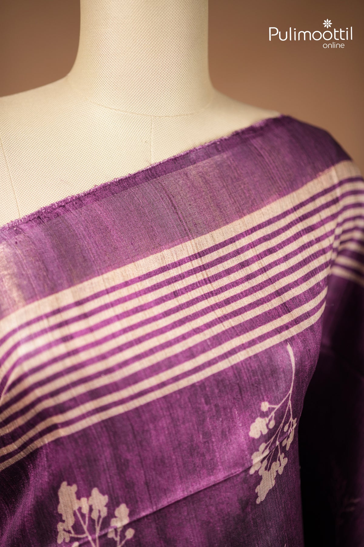 Violet colour Jute Silk Saree