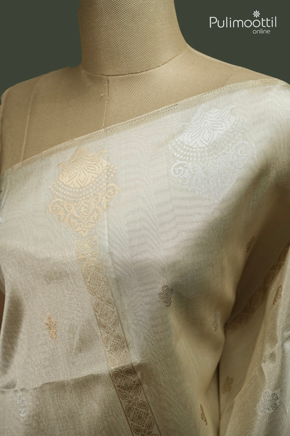 Off White Colour Semi Organza Traditional Saree