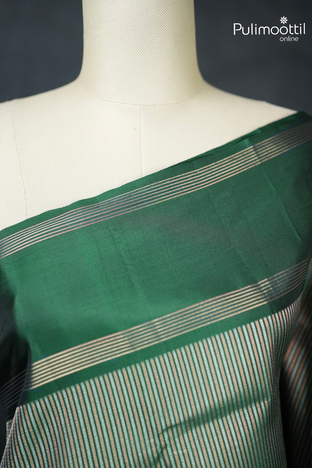 Bottle Green Colour Kanchipuram Designer Saree