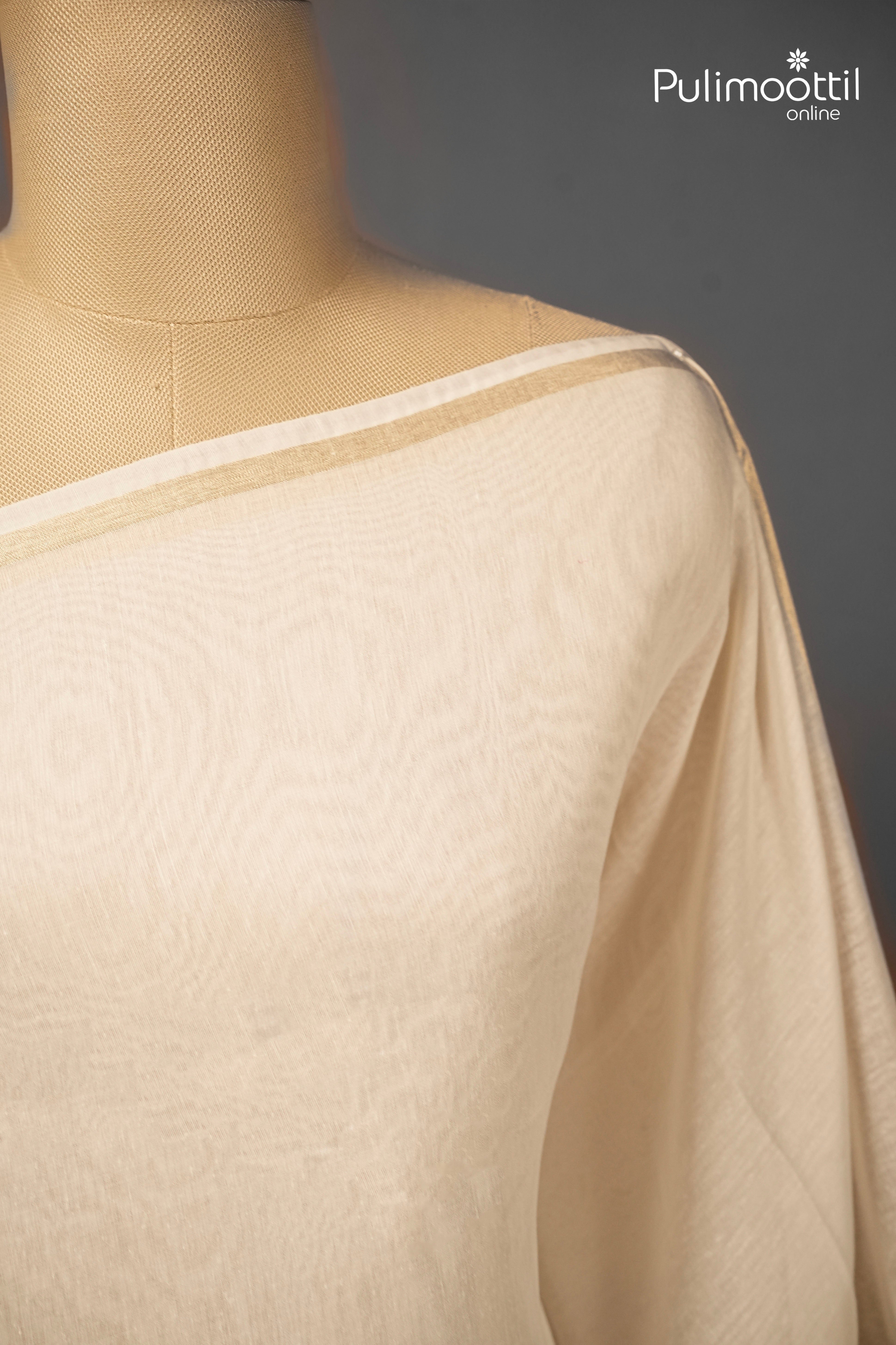 Offwhite Colour Semi Chanderi Traditional Saree