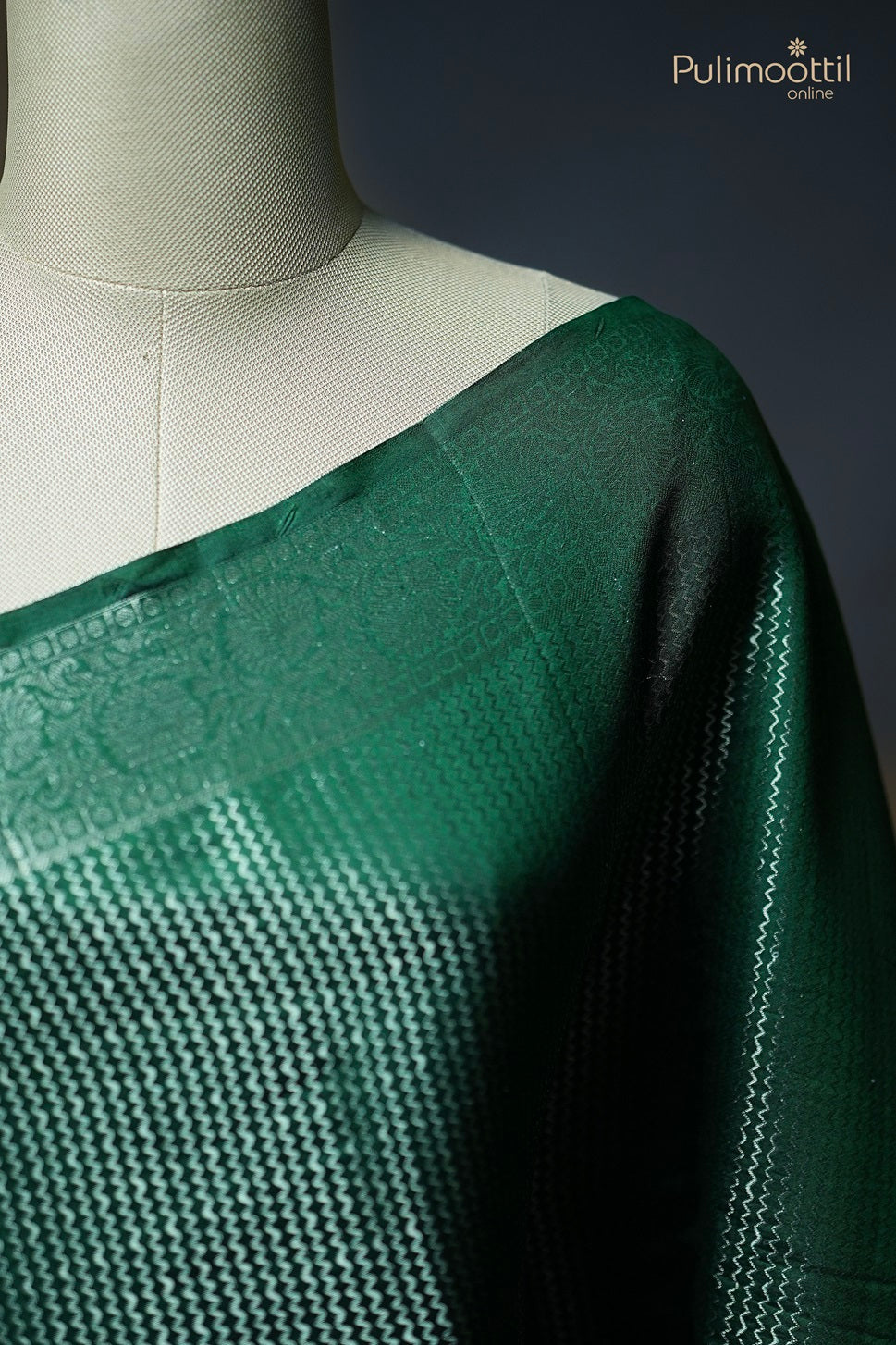 Bottle Green Chiniya Silk Saree