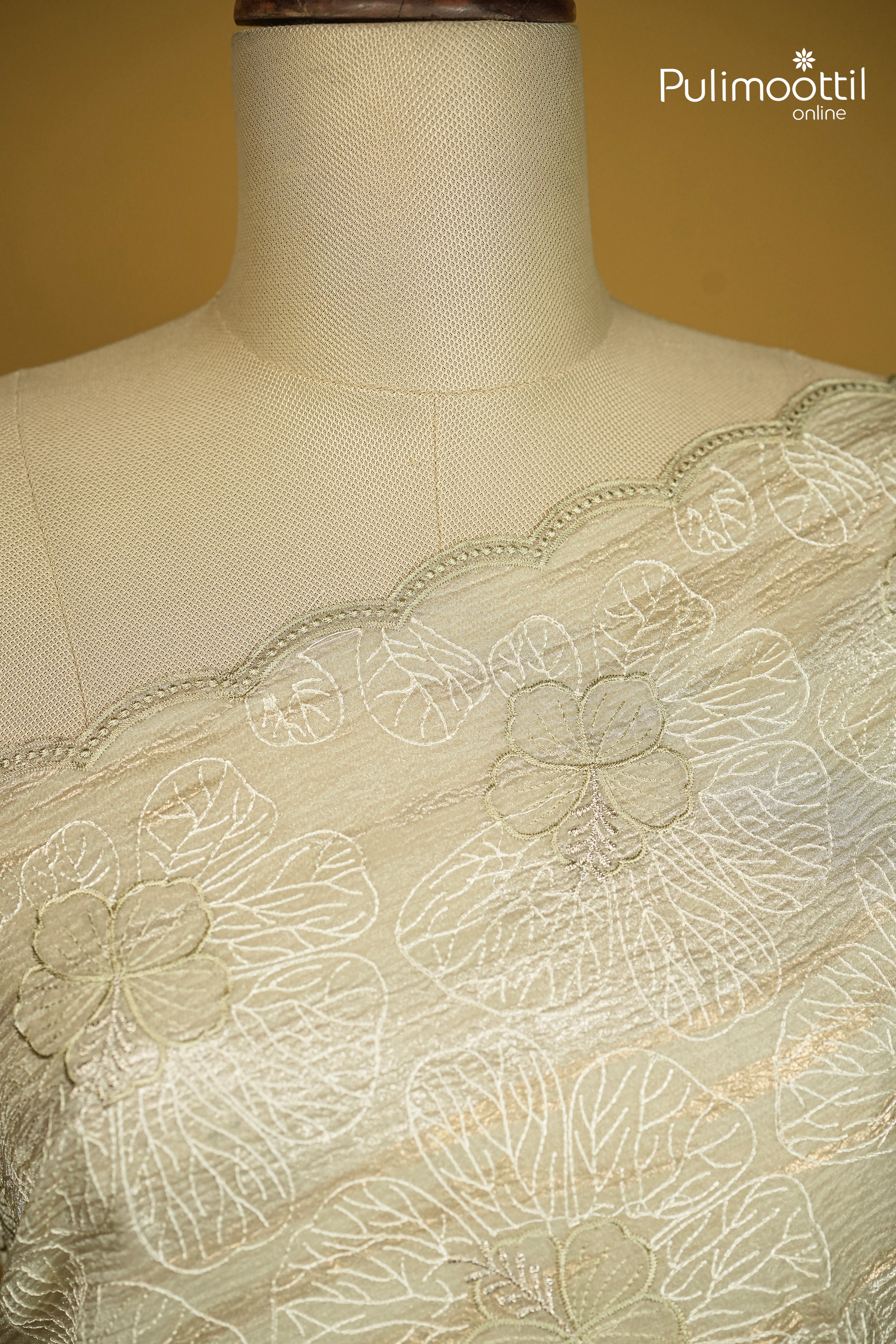Sage Green Colour Crushed Organza Fancy Saree