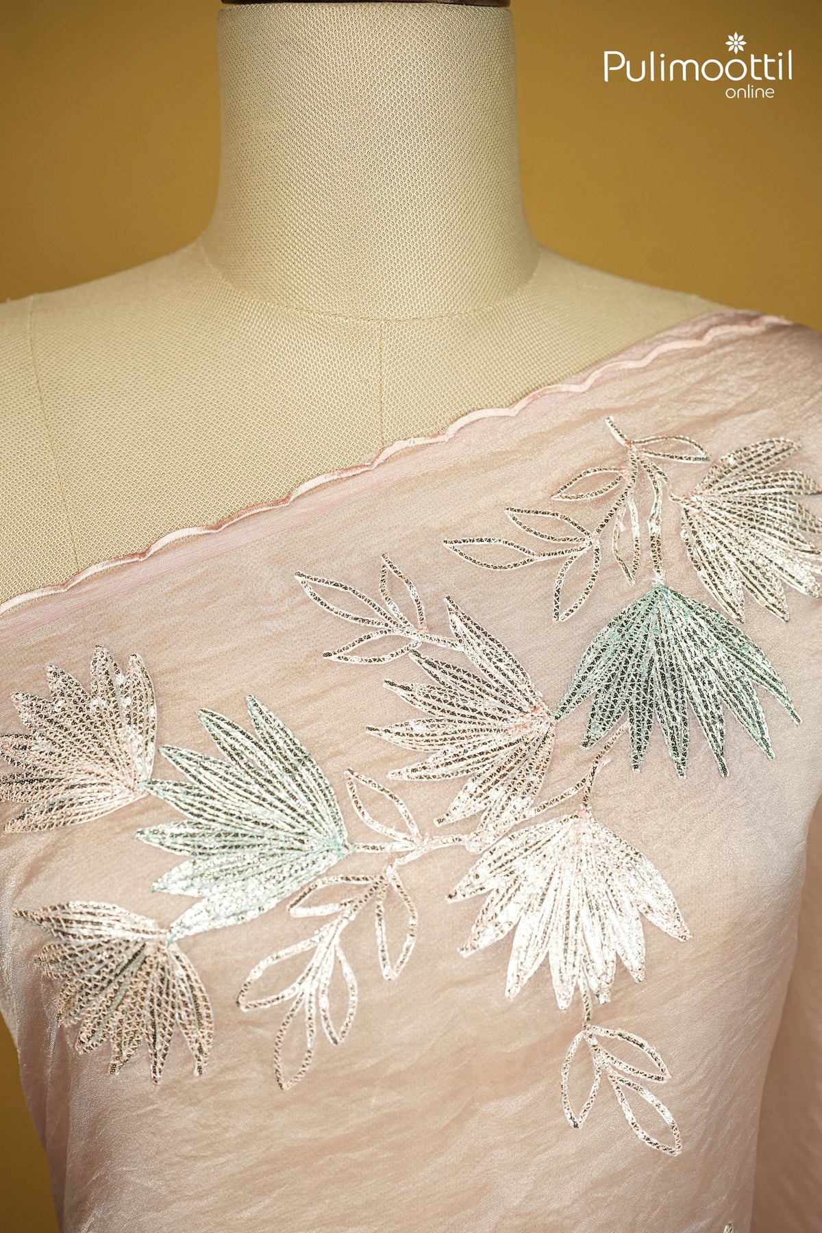 Pastel Pink Colour Organza Fancy Saree