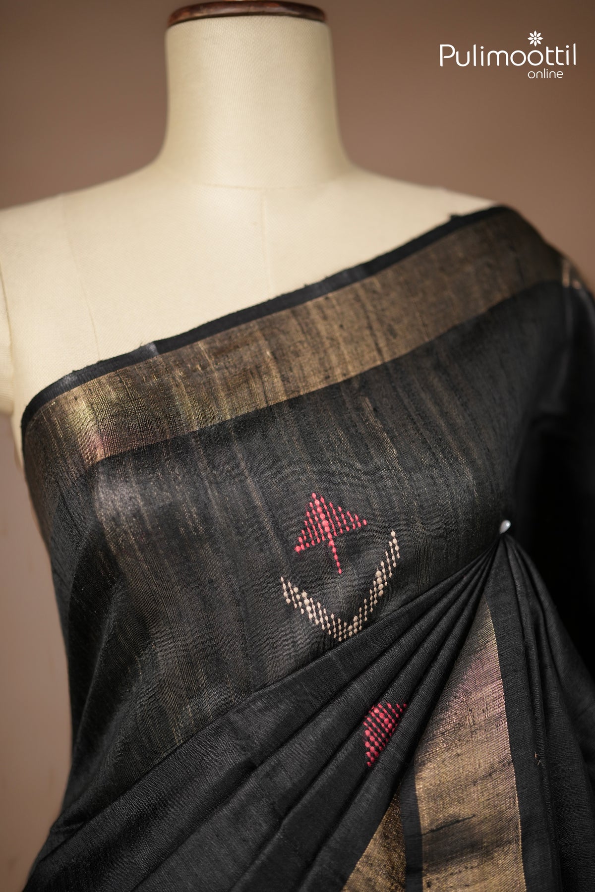 Black Colour Jute Silk Saree